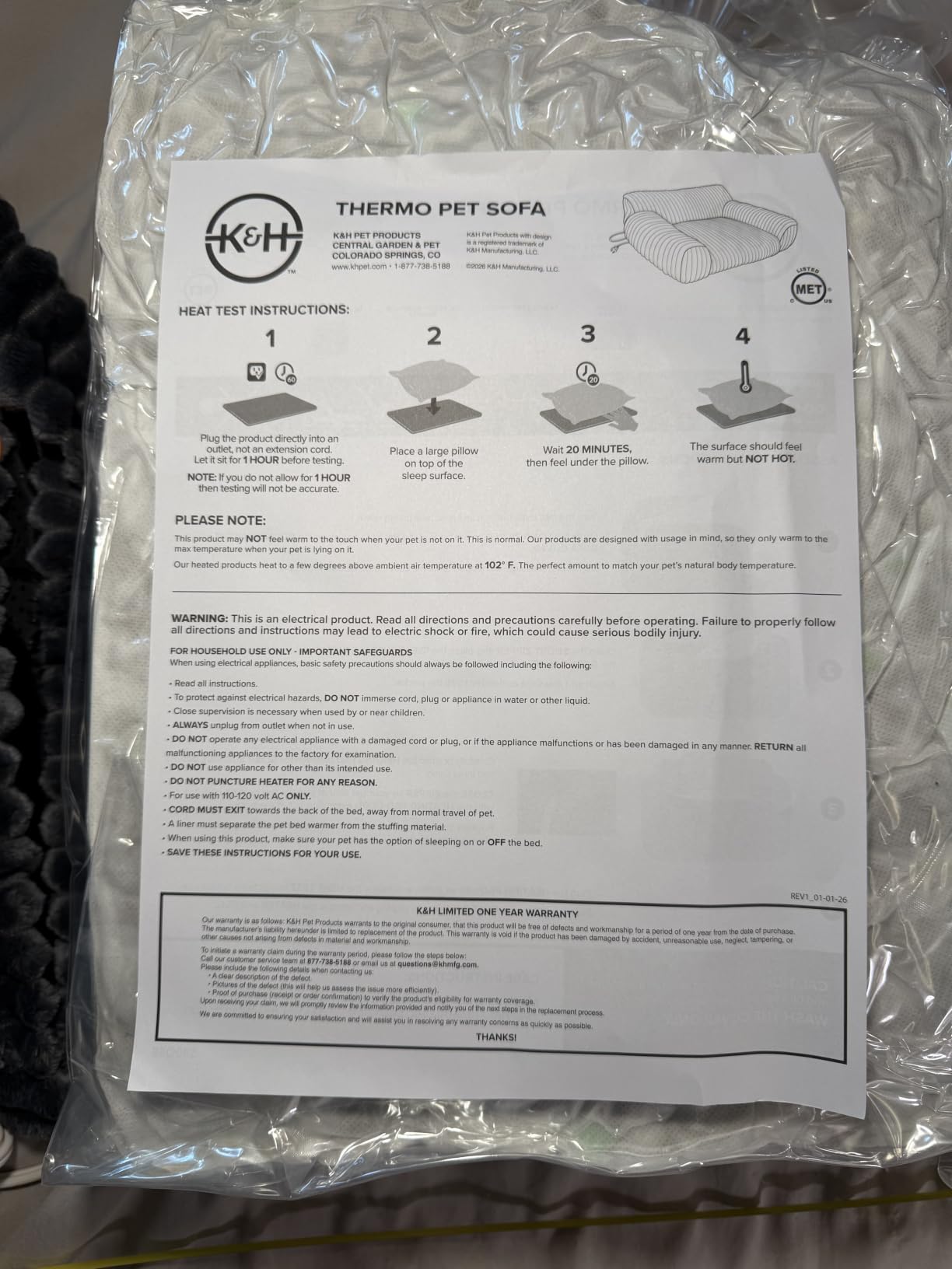 K&H Heated Cat Bed, Thermo Pet Sofa Indoor, Safety Listed, 26x18in, Gray | Removable Waterproof Cat Heating Pad, Indoor Warming Orthopedic Heated Dog Bed Couch, Machine Washable, Non Slip Base, 7W customer photo 1