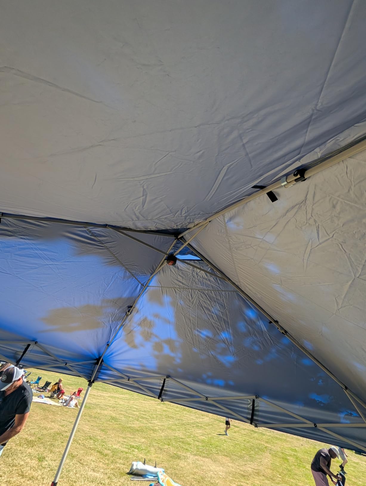 WEIZE 10x10 Pop Up Canopy Tent, 1-Button Push Setup Canopy Tent with 1 Sidewall, Adjustable Height Instant Portable Shelter, Portable Roller Bag, Easy Outdoor Sun Shade for Events, 4 Weight Bags, Blue customer photo 2