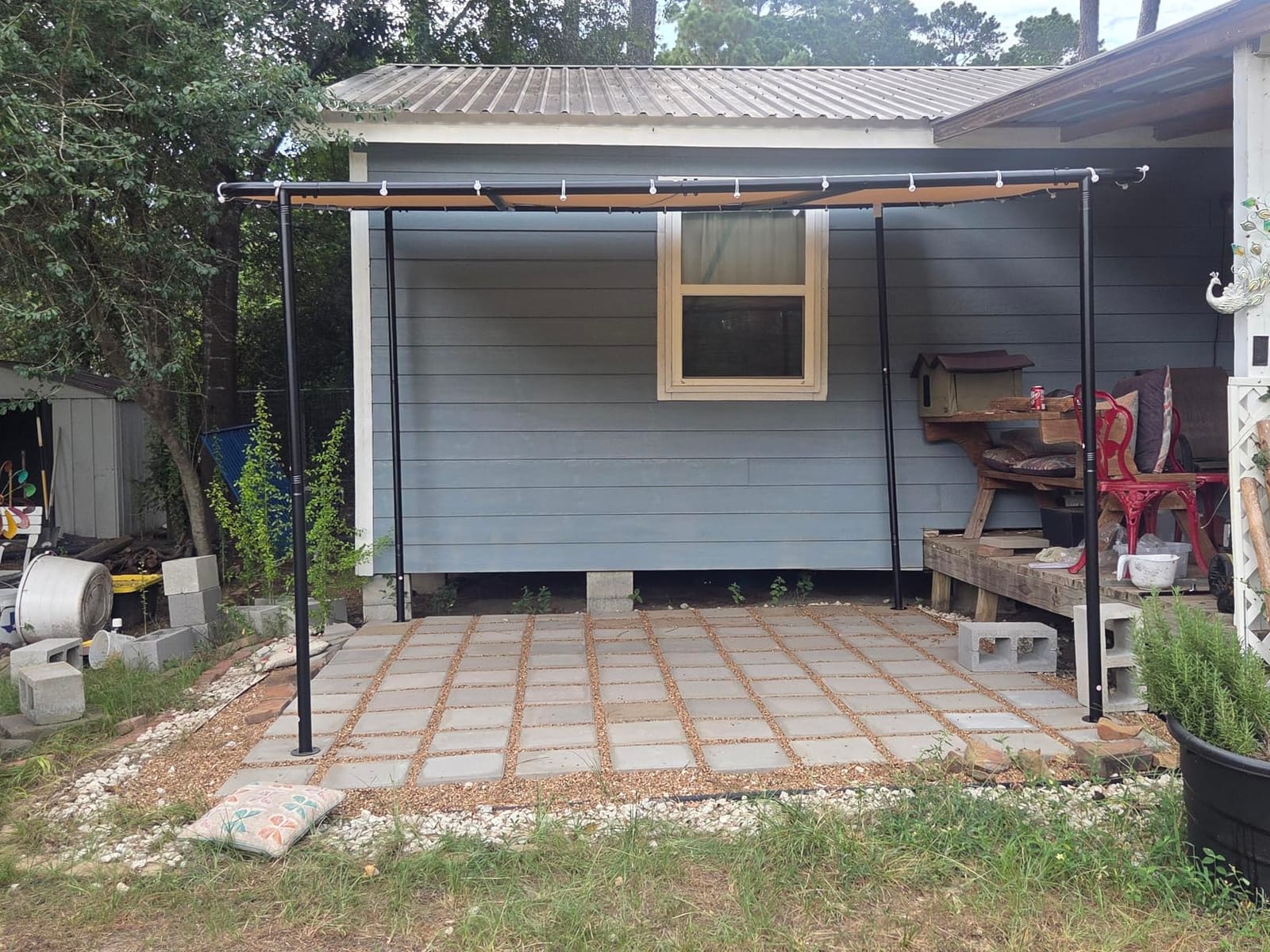 10x12 Lean to Pergola Outdoor Gazebo with Water Resistant & UV-Resistant, Sloped Roof Awning Wall-Mounted Canopy for Patio Backyard, Deck, or Garden Khaki customer photo 2
