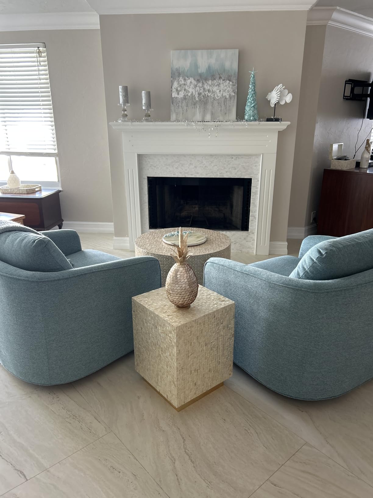 MINCETA Accent Chairs, Oversized Swivel Barrel Chairs, Beige | 360° Swivel Accent Chairs, Modern Reading Club Chairs with Metal Base, Upholstered Single Sofa for Living Room, No Assembly customer photo 2