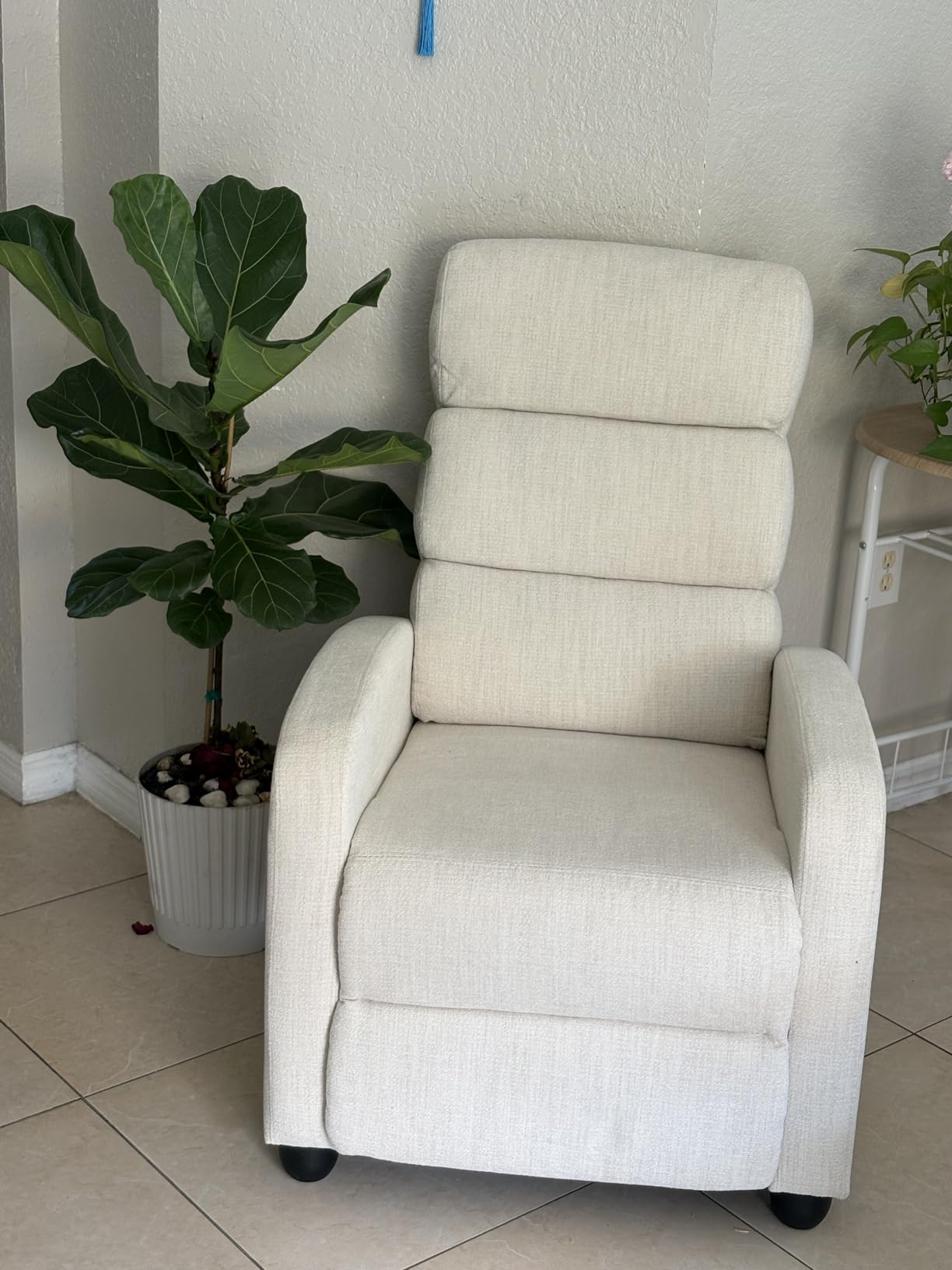 Furnimart Small Manual Recliner Chair for Compact Spaces, Overstuffed Chenille, Chunky Cushion, Comfortable Single Sofa Recliner for Adults, Ideal for Living Room, Bedroom, Home Theater, Gray customer photo 1