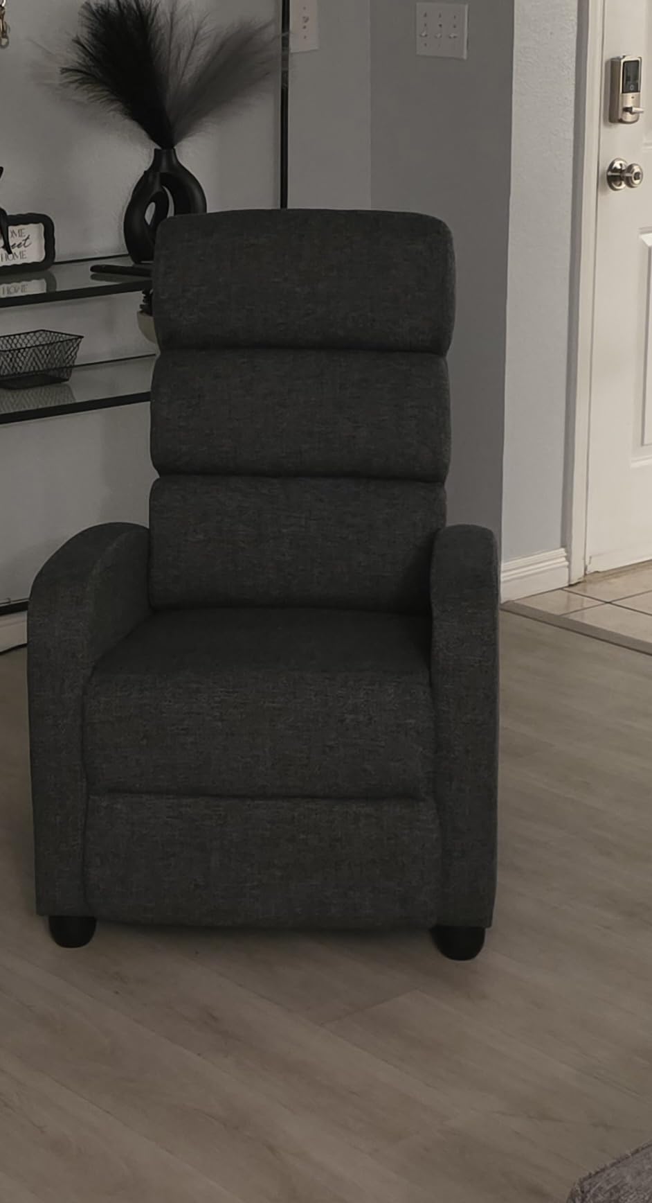 Furnimart Small Manual Recliner Chair for Compact Spaces, Overstuffed Chenille, Chunky Cushion, Comfortable Single Sofa Recliner for Adults, Ideal for Living Room, Bedroom, Home Theater, Gray customer photo 2
