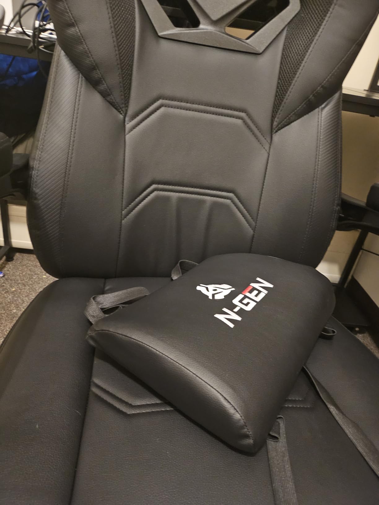 N-GEN GAMING Big & Tall Gaming Chair, Footrest, Lumbar Support, Dark Black | Ergonomic High-Back Chair for Adults, Padded Wide Seat with Heavy-Duty Base, Reclining Comfort for Computer, Office/Home Use customer photo 1