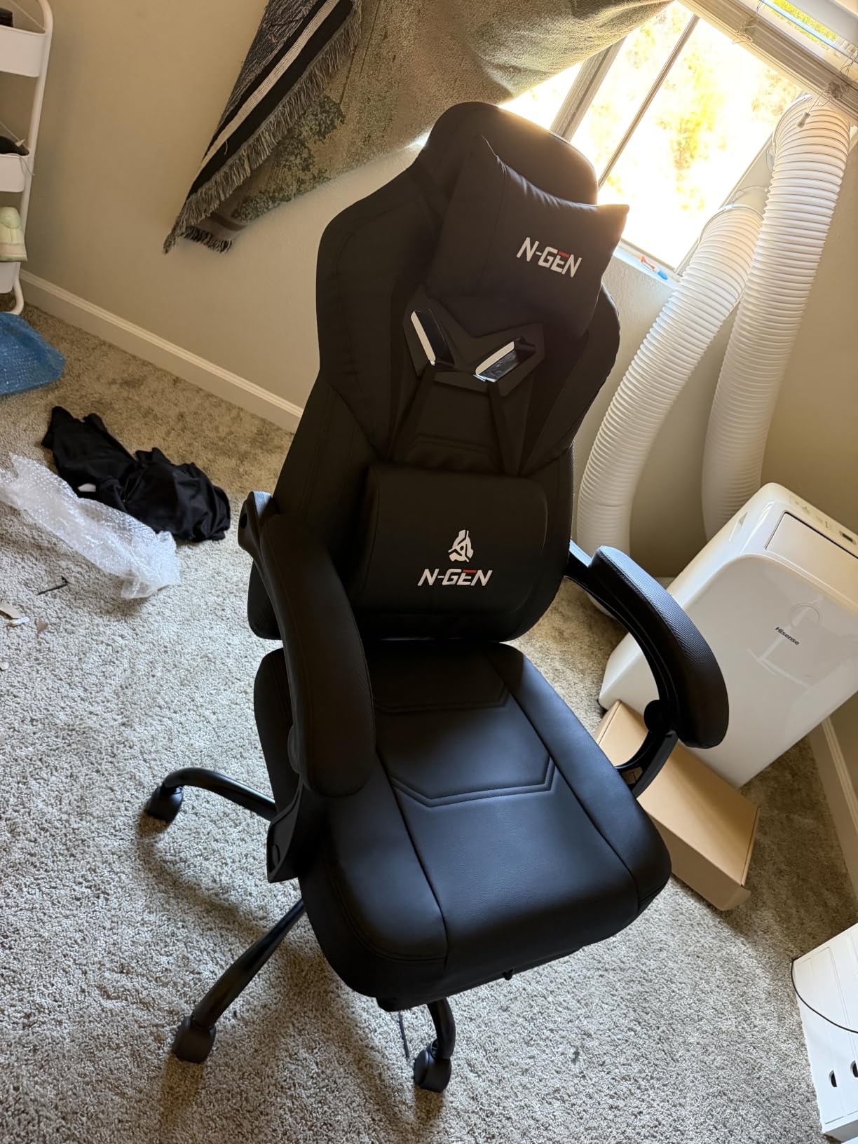 N-GEN GAMING Big & Tall Gaming Chair, Footrest, Lumbar Support, Dark Black | Ergonomic High-Back Chair for Adults, Padded Wide Seat with Heavy-Duty Base, Reclining Comfort for Computer, Office/Home Use customer photo 2