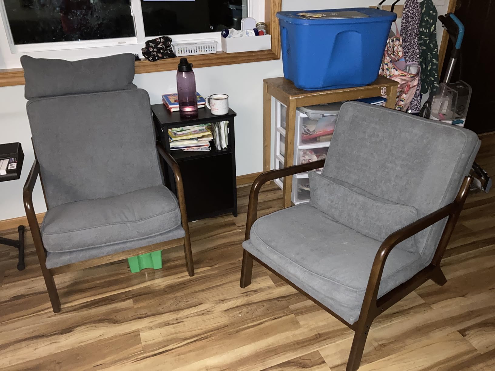 DUMOS Mid Century Modern Accent Chair, 16'' Seat Height Cozy Lounge Chair | Upholstered Armchair with Waist Cushion and Wood Frame for Living Room, Bedroom, Reading Nook, Home Corner, Balcony, Beige customer photo 2