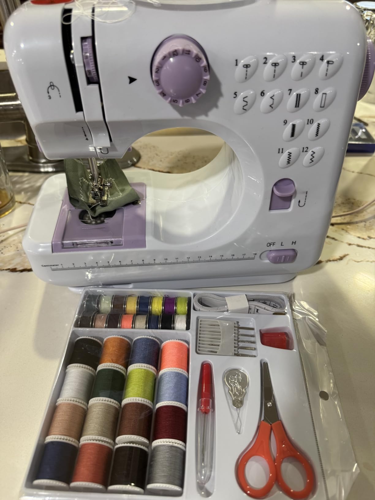 Portable Sewing Machine for Beginners, Mini Sewing Machine with 12 Built-In Stitches, 2-Speed Control, Foot Pedal, LED Light and 32-Color Thread Kit for Home Mending customer photo 1