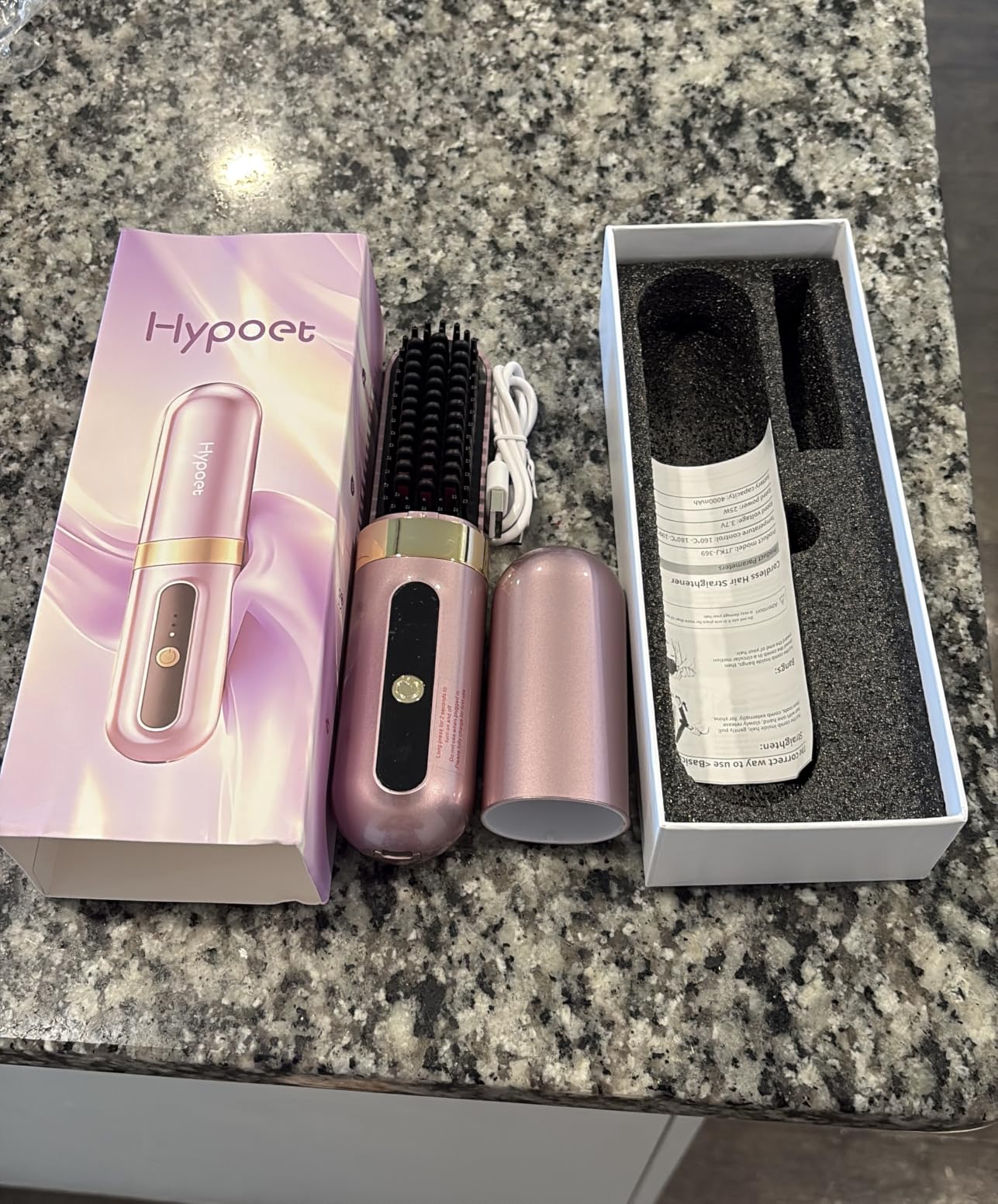 Cordless Hair Straightener Brush, Ionic & Anti-Frizz, Ceramic Tourmaline MCH Fast Heating, Anti-Scald, 4000mAh Type-C Fast Charging, Portable Cordless Hair Straightener Brush for Women customer photo 2