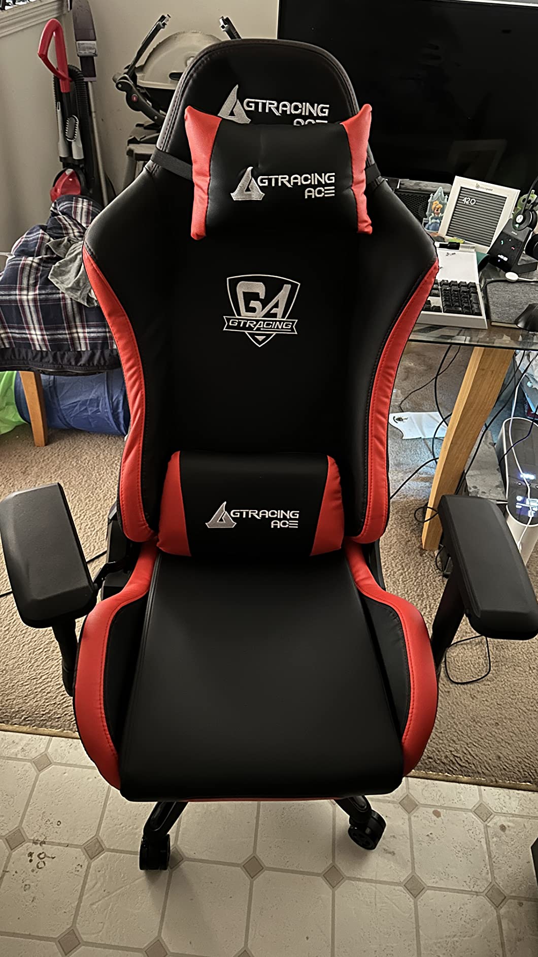 GTPLAYER Big&Tall Ergonomic Gaming Chair, Wide Spring Seat, Linkage Armrest, Black customer photo 1