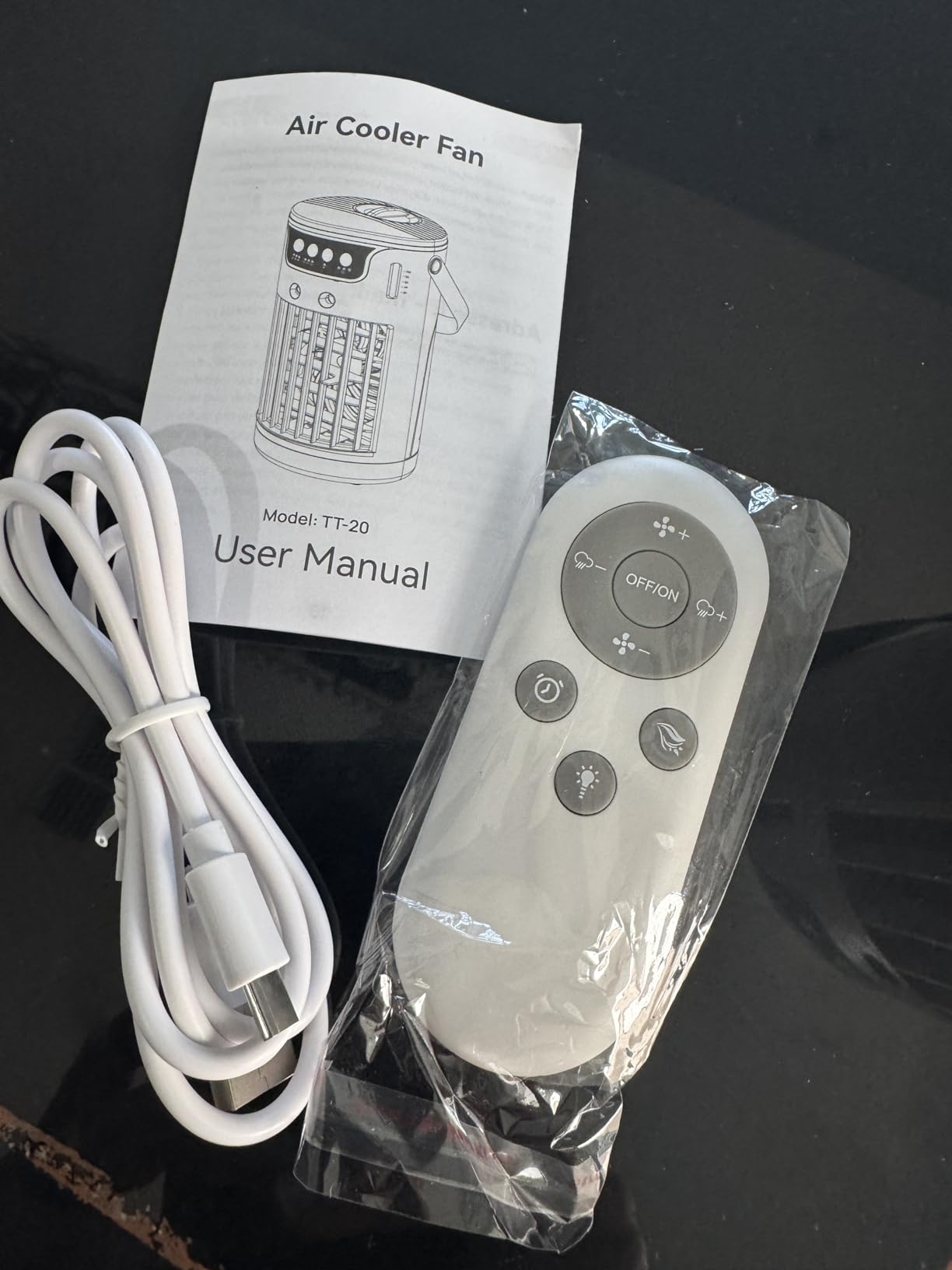 Portable Air Conditioners, AC Fan Mini Evaporative Air Cooler 1200ML with Ice Cooling Mist Personal Air Conditioner Quiet for Bedroom, Home Office Desk (white) customer photo 2
