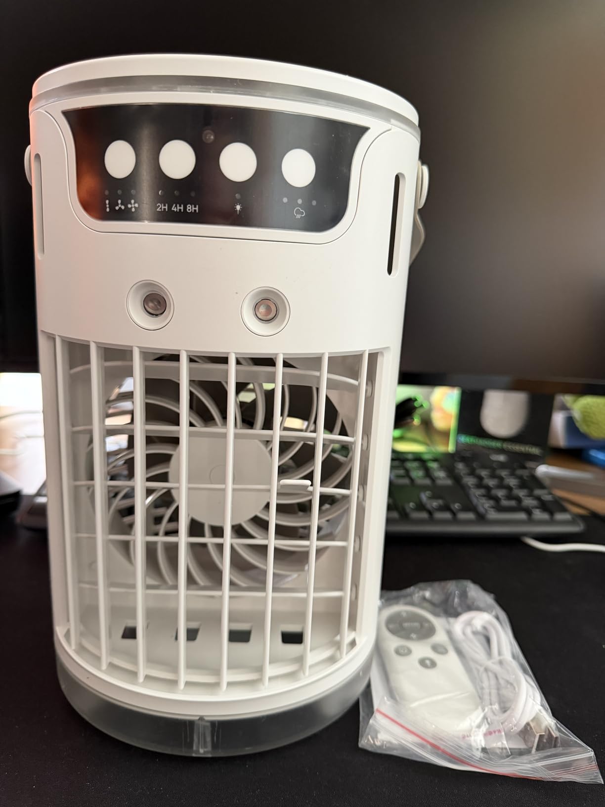 Portable Air Conditioners, Personal Evaporative Air Cooler 1200ML with Ice Cooling Mist Fans That Blow Cold Air Like AC Mini AC Unit for Bedroom, Home Office Desk and Car RV (Ivory White) customer photo 1