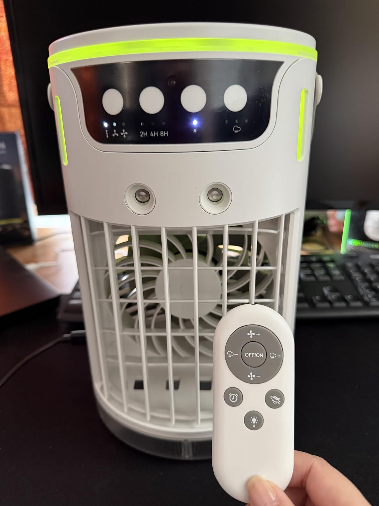 Portable Air Conditioners, Personal Evaporative Air Cooler 1200ML with Ice Cooling Mist Fans That Blow Cold Air Like AC Mini AC Unit for Bedroom, Home Office Desk and Car RV (Ivory White) customer photo 2