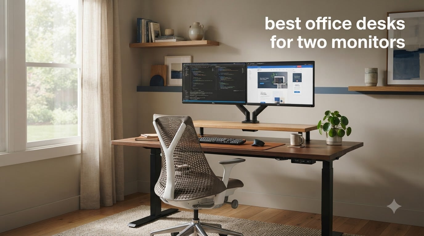 best office desks for two monitors