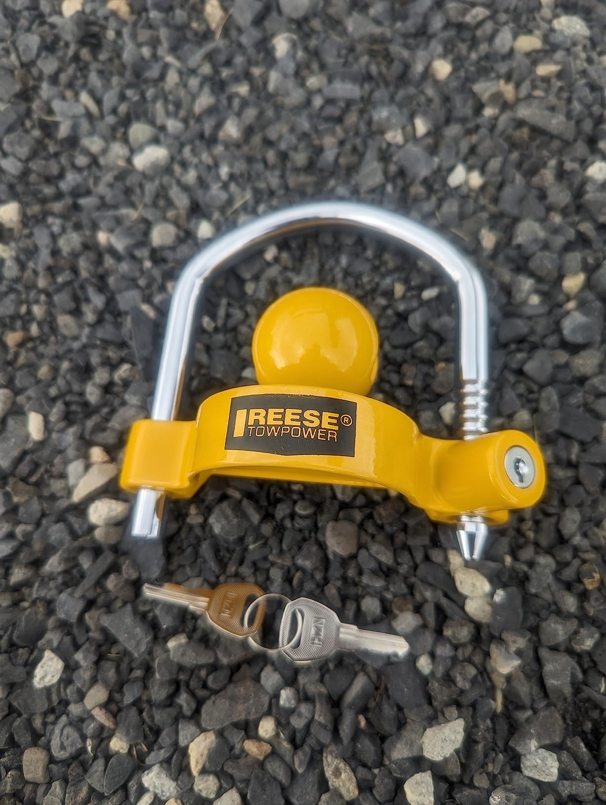 REESE Towpower 72783 Coupler Lock, Adjustable Storage Security, Heavy-Duty Steel, Yellow and Chrome ( Universal Fit) customer photo 2