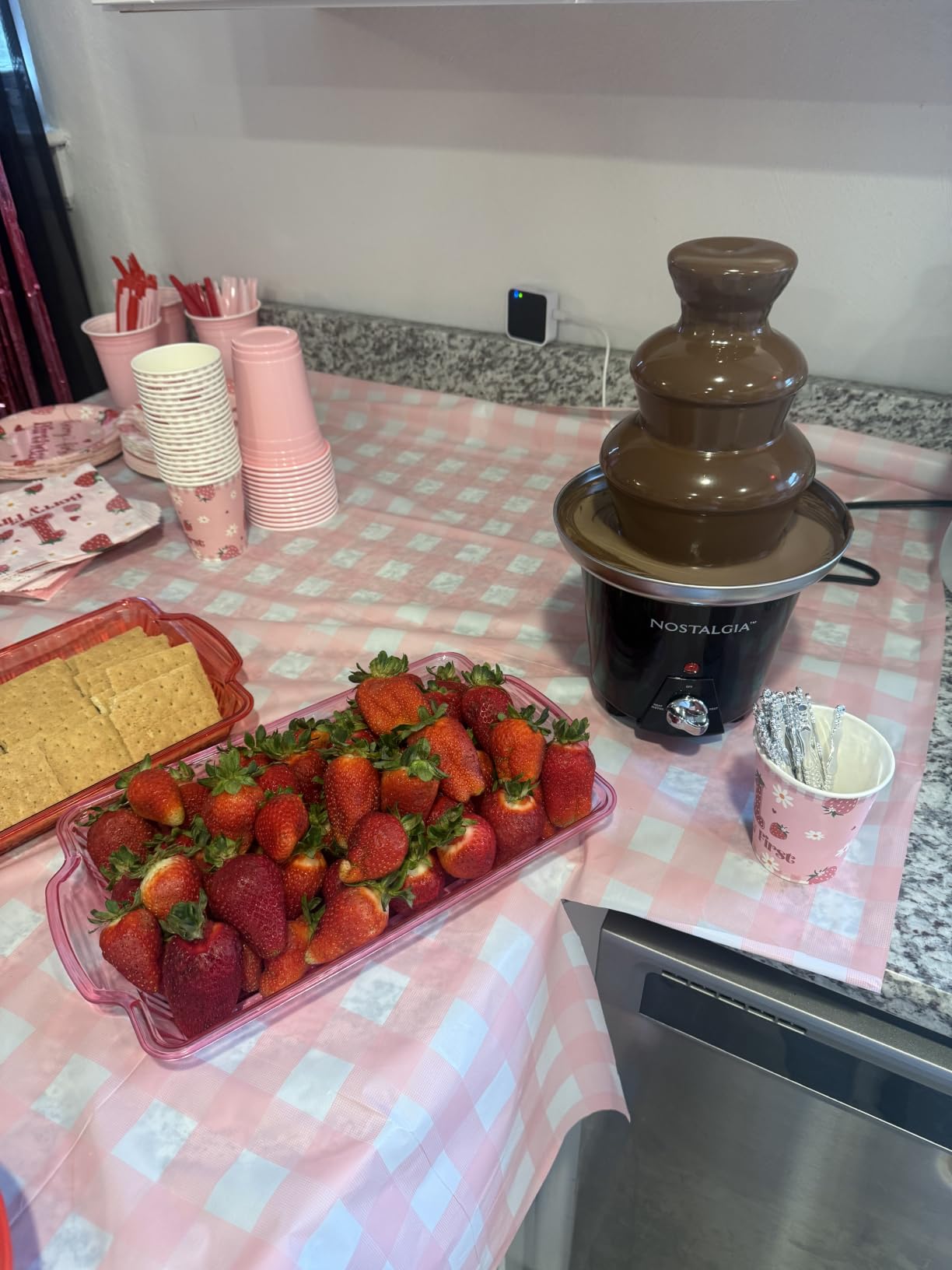 Nostalgia 3 Tier Electric Chocolate Fondue Fountain Machine for Parties - Melts Cheese, Queso, Candy, and Liqueur - Dip Strawberries, Apple Wedges, Vegetables, and More - 24-Ounce - Black, Small customer photo 2