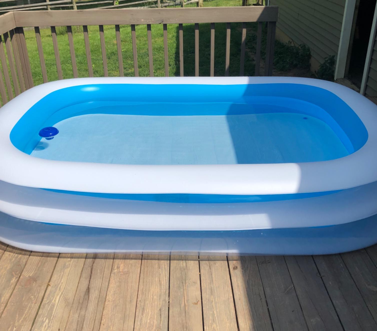 Intex 56483EP Inflatable 8.5' x 5.75' Swim Center Family Pool for 2-3 Kids, Backyard Splash Pool for Children 6+ Years Old, 198-Gallons, Blue & White customer photo 1