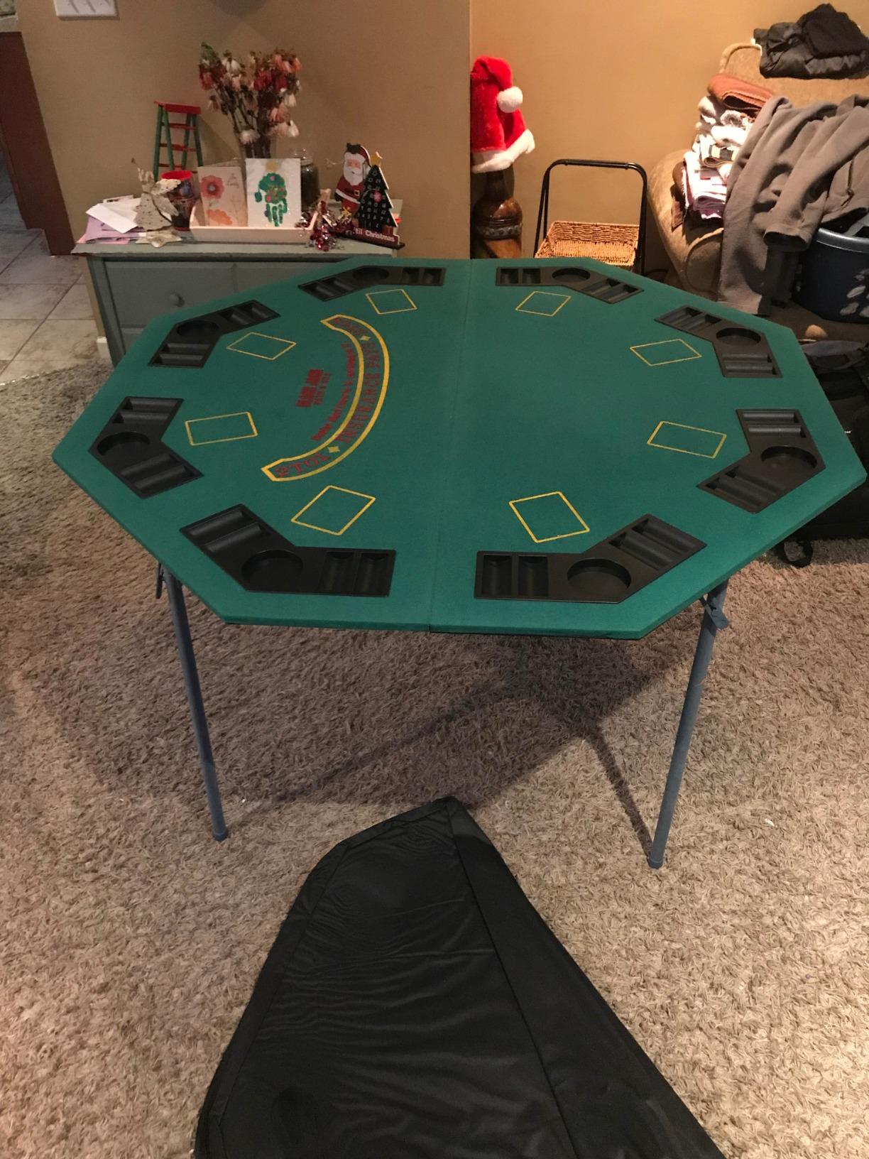 Folding Poker Table Top – 48-Inch Solid Wood Topper – Space for 8 Players – Blackjack Table with Built-in Cupholders and Chip Trays by Trademark Poker customer photo 1