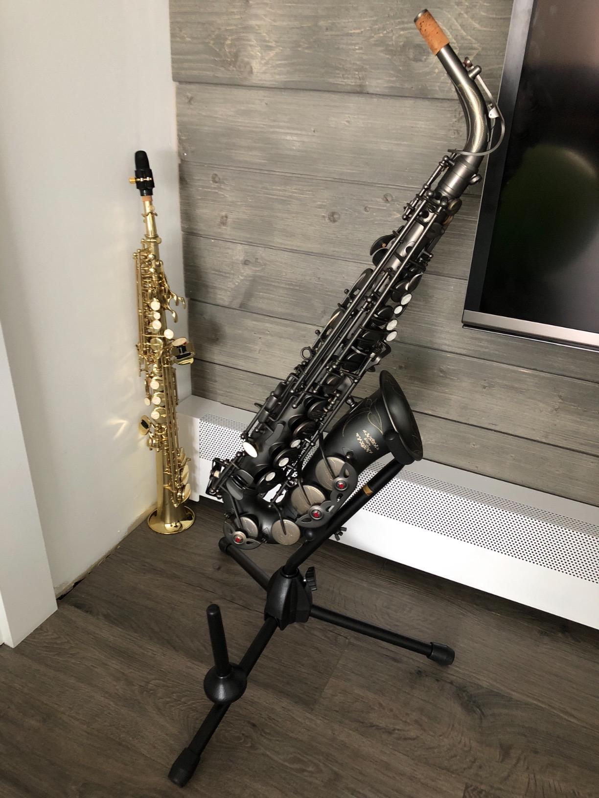 Hamilton Alto/Tenor sax Stand, Black, includes Flute/Clarinet peg customer photo 2