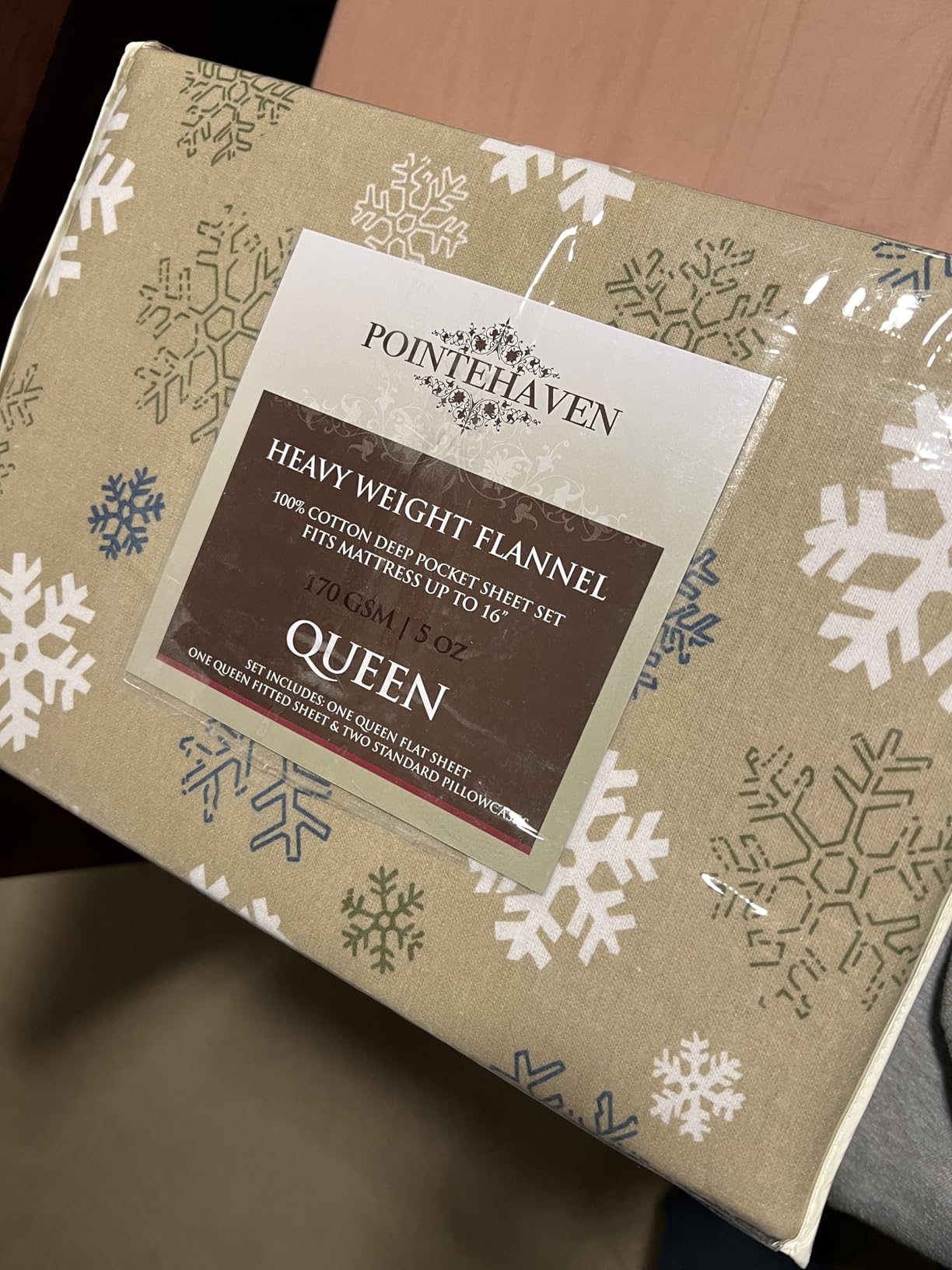 Pointehaven Heavy Weight Flannel Sheet Set, Queen, Snow Flakes - Warm & Cozy - 100% Cotton Flannel Pre-Shrunk -170 GSM -Deep Pockets -Easy Fit Elastic All Around-Comfy Double Brushed customer photo 2