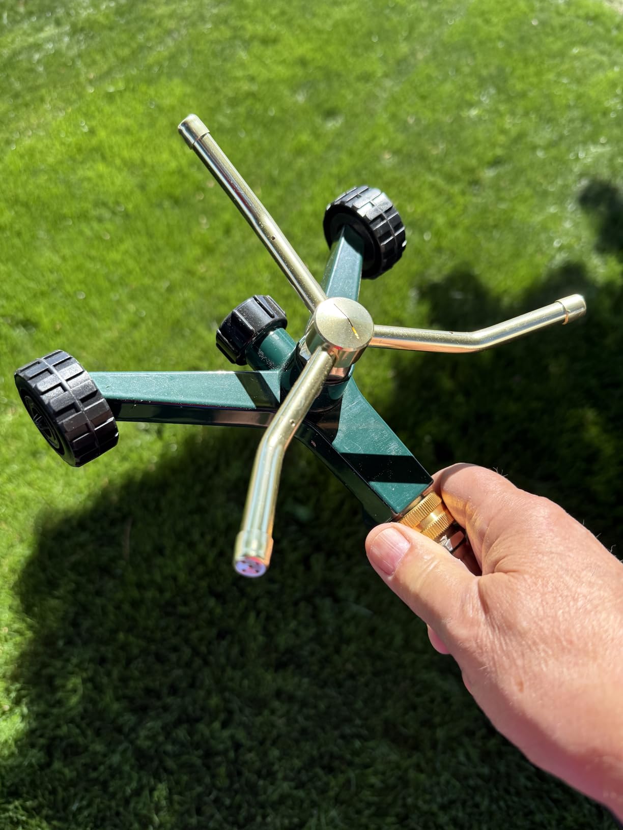 Orbit 58257N Lawn and Garden 3-Arm Metal Sprinkler with Wheel Base | 3-Arm Metal Sprinkler Design with Stable Wheel Base for Adjustable Lawn & Garden Watering Coverage & Range customer photo 1