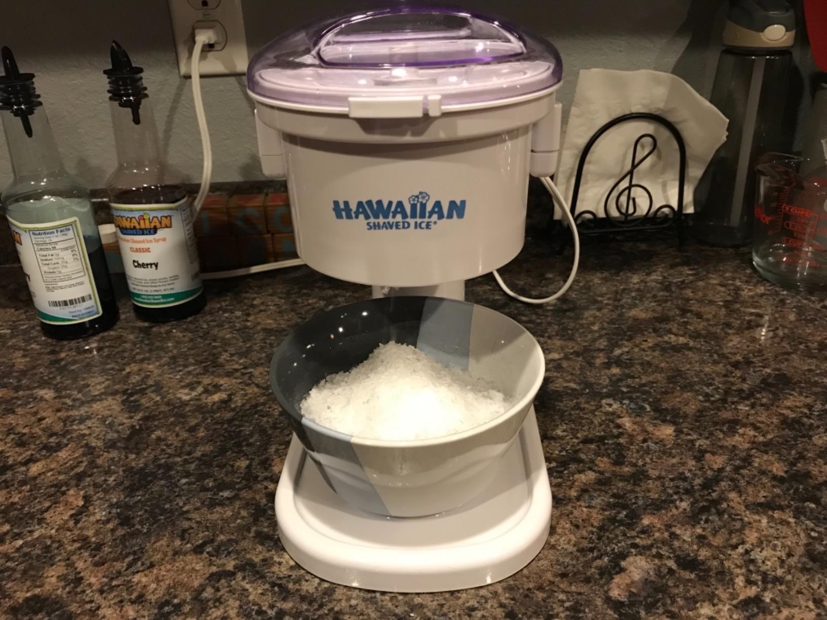 Hawaiian Shaved Ice S700 Kid-Friendly Snow Cone Machine Kit with 3-16oz. Syrup Flavors: Cherry, Grape, and Blue Raspberry, Plus 25 Snow Cone Cups, 25 Spoon Straws, and 3 Black Bottle Pourers customer photo 2