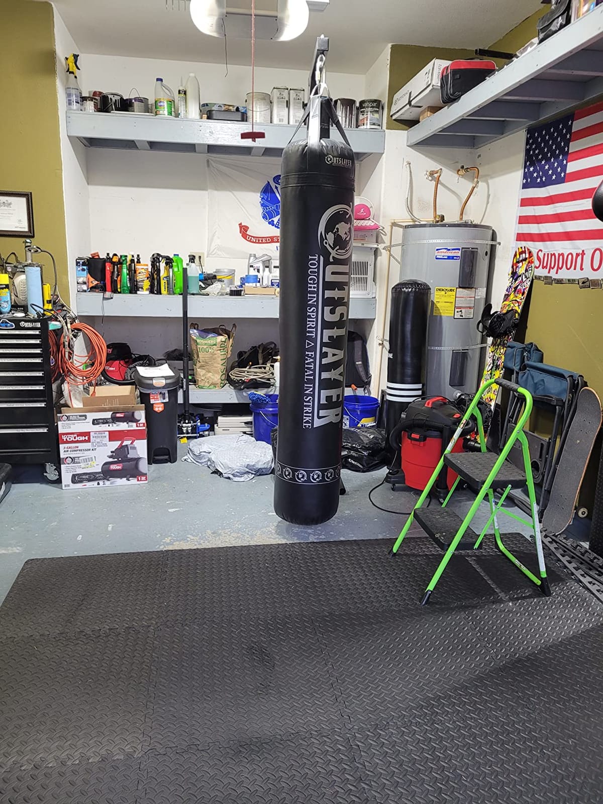 Outslayer Heavy Duty Punching Bag Stand - 7.8ft / 6.8ft Heavy Bags up to 350lbs - Made in USA - Filled or Unfilled Sandbags - Easy Assembly customer photo 1