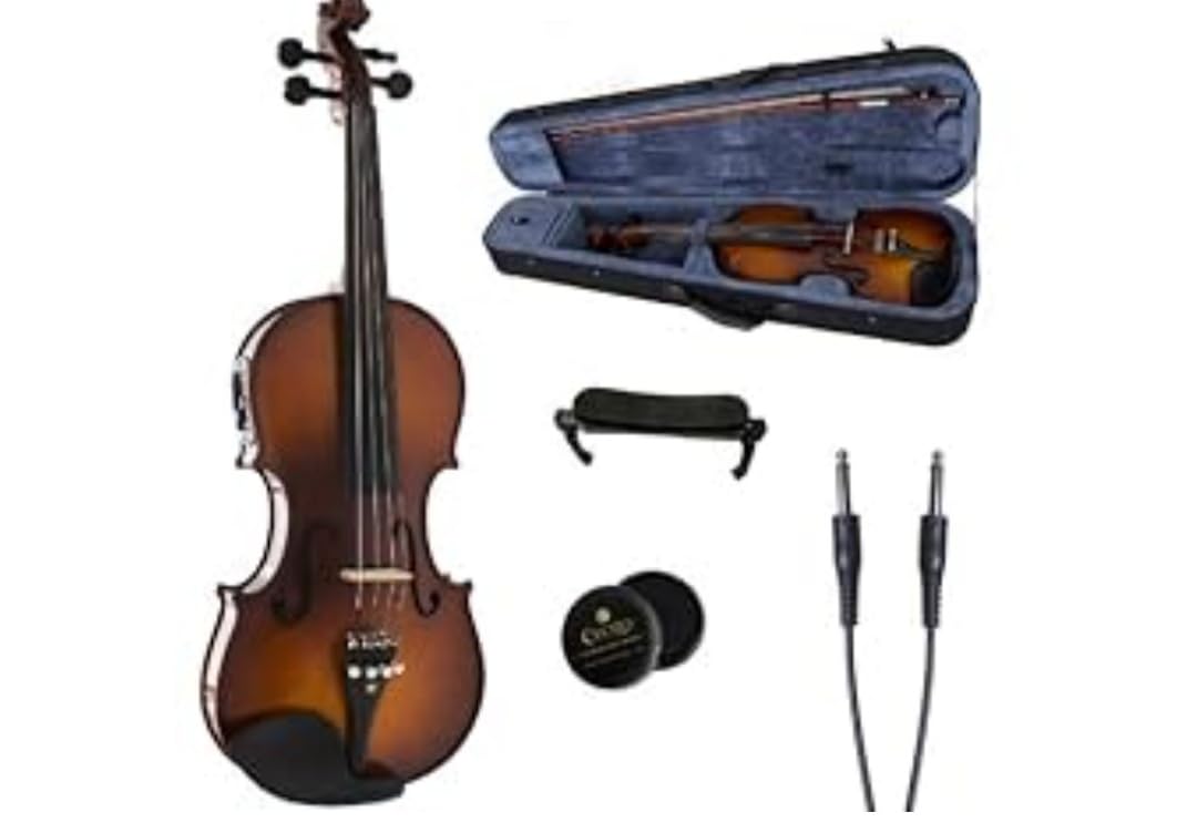 Cecilio 4/4 Full Size Acoustic & Electric Violin for Beginners & Professionals, Hand-Carved Solid Spruce Top, Ebony Fine Tuners, Full Set with Case, Bow, Rosin & AUX Cable (Metallic Black) customer photo 2