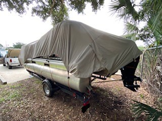 Pyle Universal Boat Adjustable Storage Cover - 25'-28'L to 96” Pontoon Boats Protection Custom Heavy Duty Waterproof Polyester Fabric, Snap Strap, Elastic Cord, Bag customer photo 2