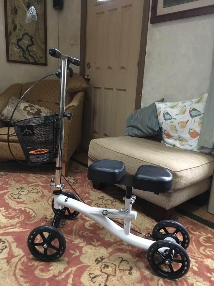 Roscoe Medical Knee Walker Scooter for Adults for Foot Surgery, Foldable Leg Scooter for Broken Foot, All Terrain Adjustable Knee Crutch Scooter, Burgundy customer photo 1