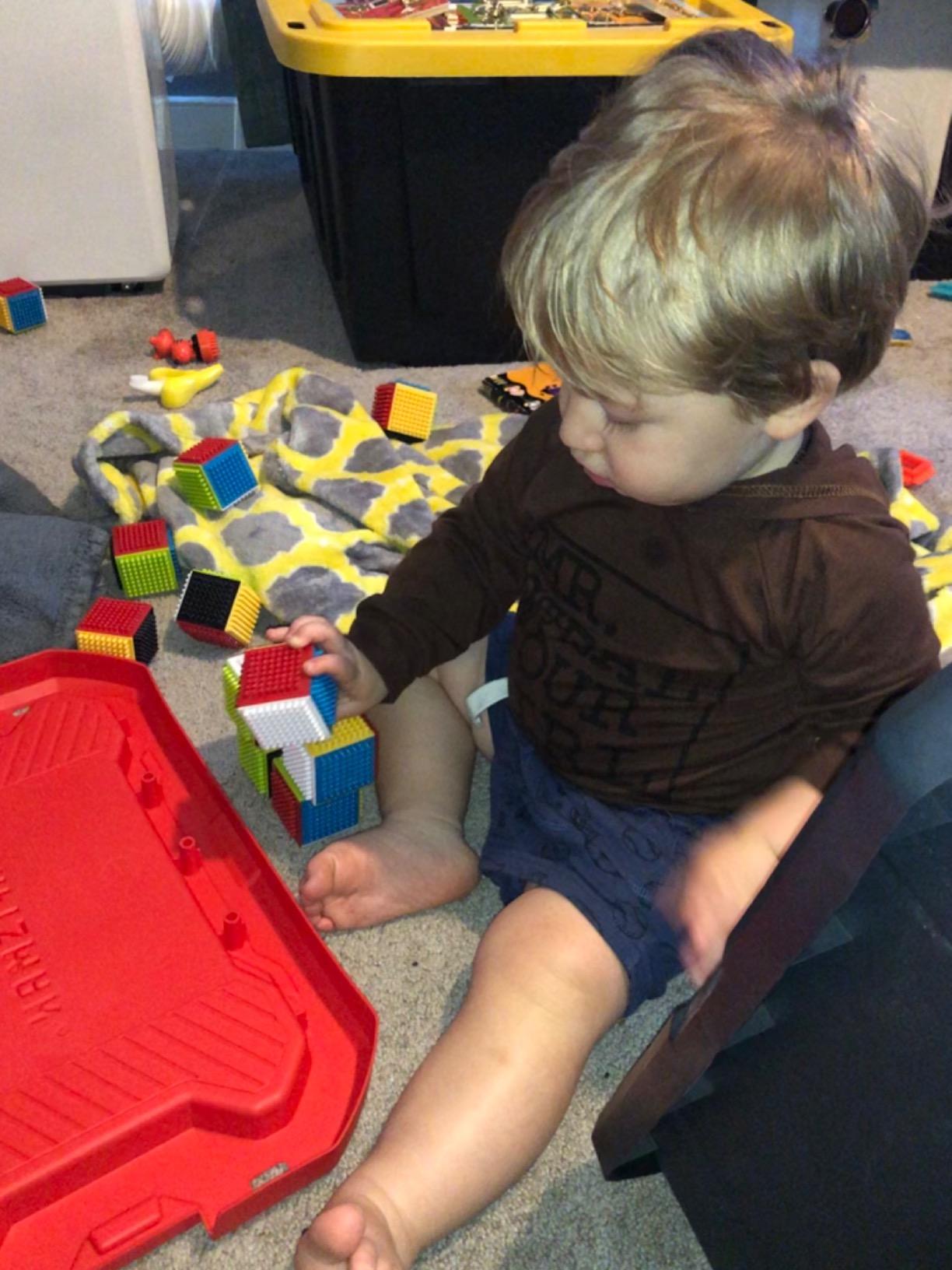 Infantino Press & Stay Sensory Blocks, Developmental Activity Blocks, 24-Piece Multicolor Stacking Toy Set for Babies & Toddlers 12 Months+ customer photo 1