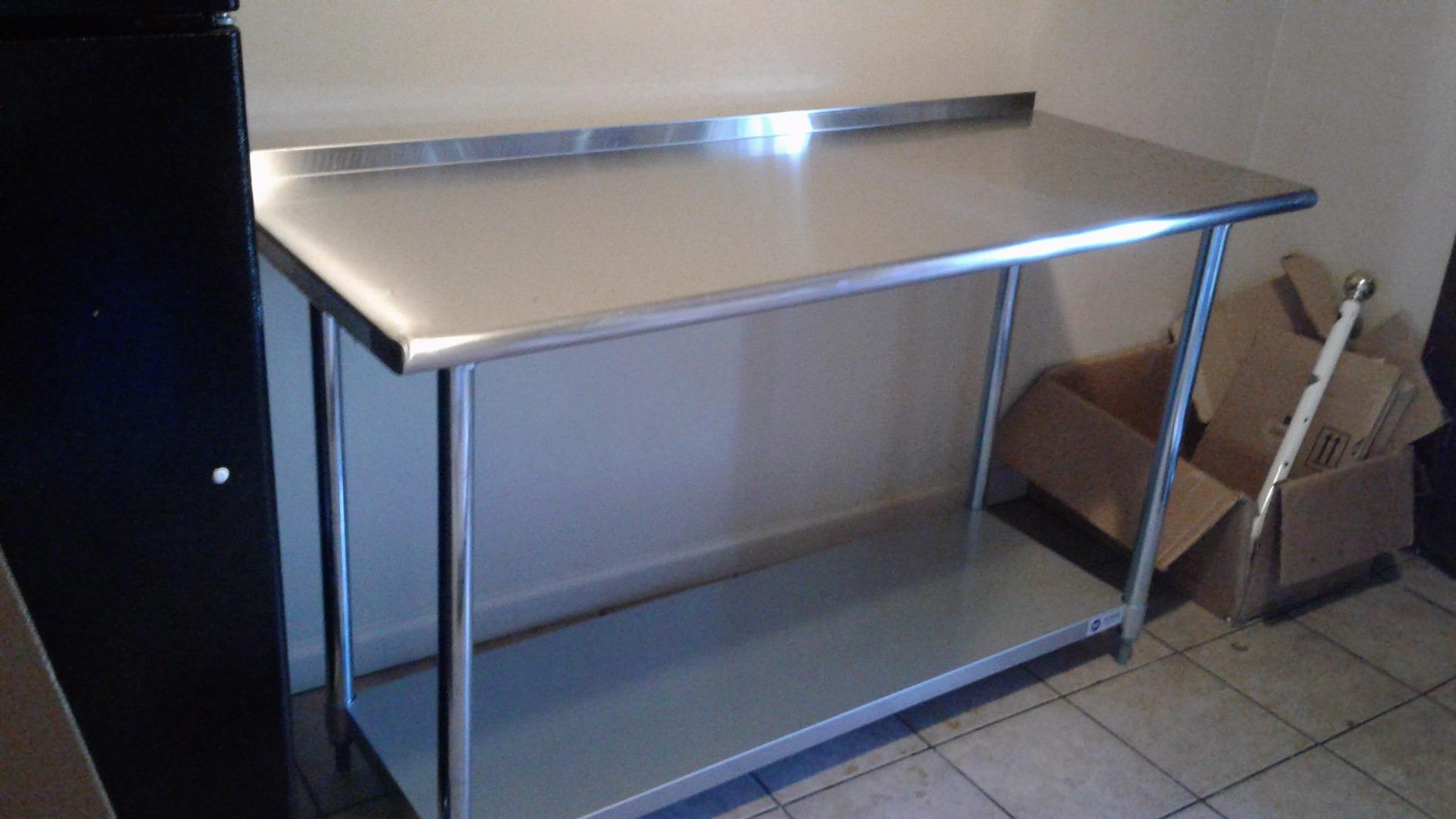 Stainless Steel Prep Tables w/ Backsplash & Undershelf, NSF Certified customer photo 2