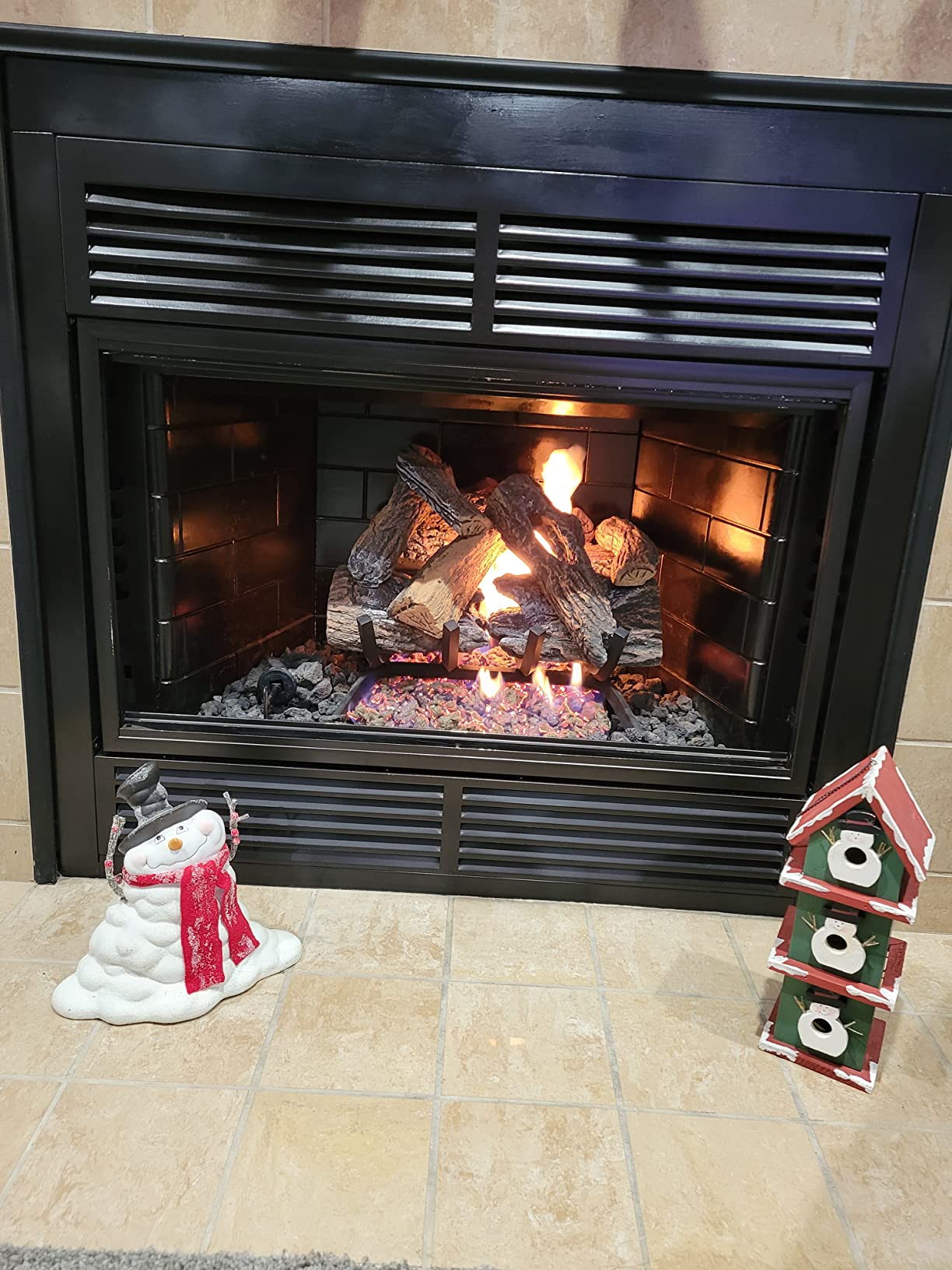 Duluth Forge Vented Natural Gas Fireplace Log Set - 18 in., 45,000 BTU, Match Light, Heartland Oak - Model# FNVL18-1 customer photo 2