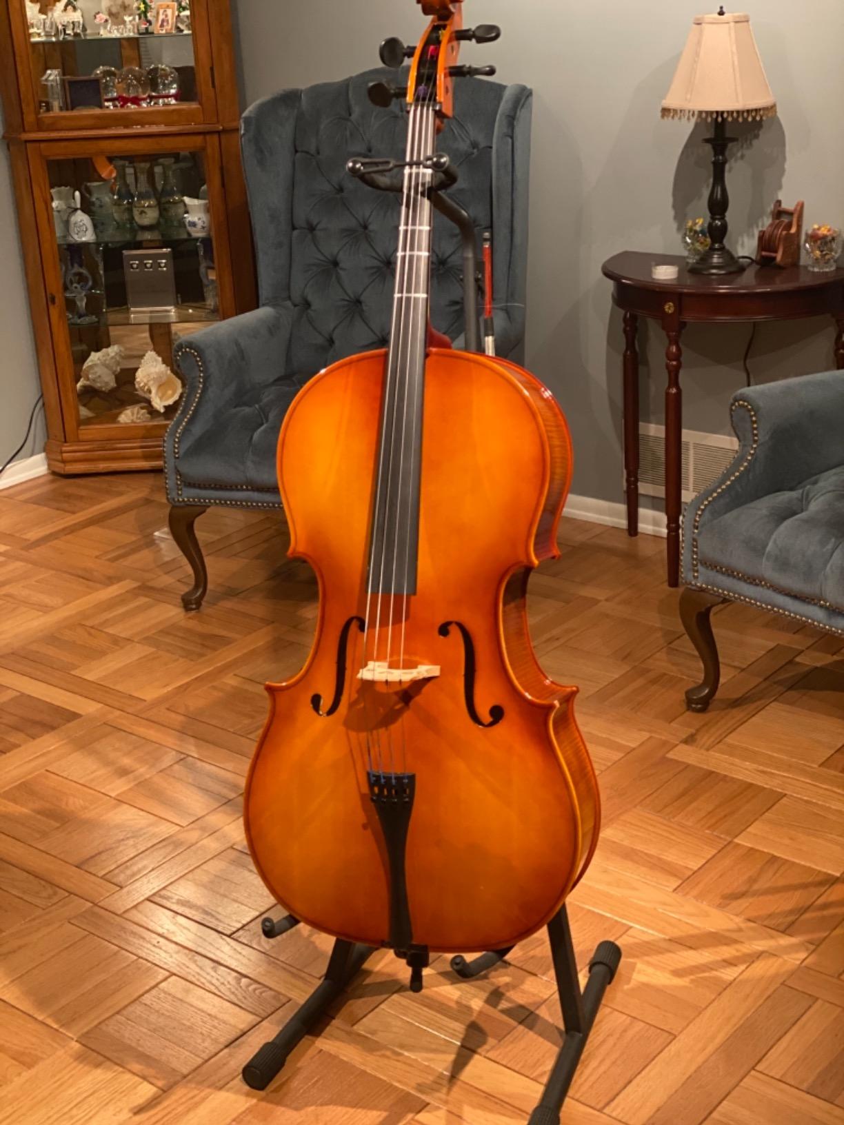 PAITITI Adjustable Foldable Stand for Cello with Hook for Bow - Black customer photo 1