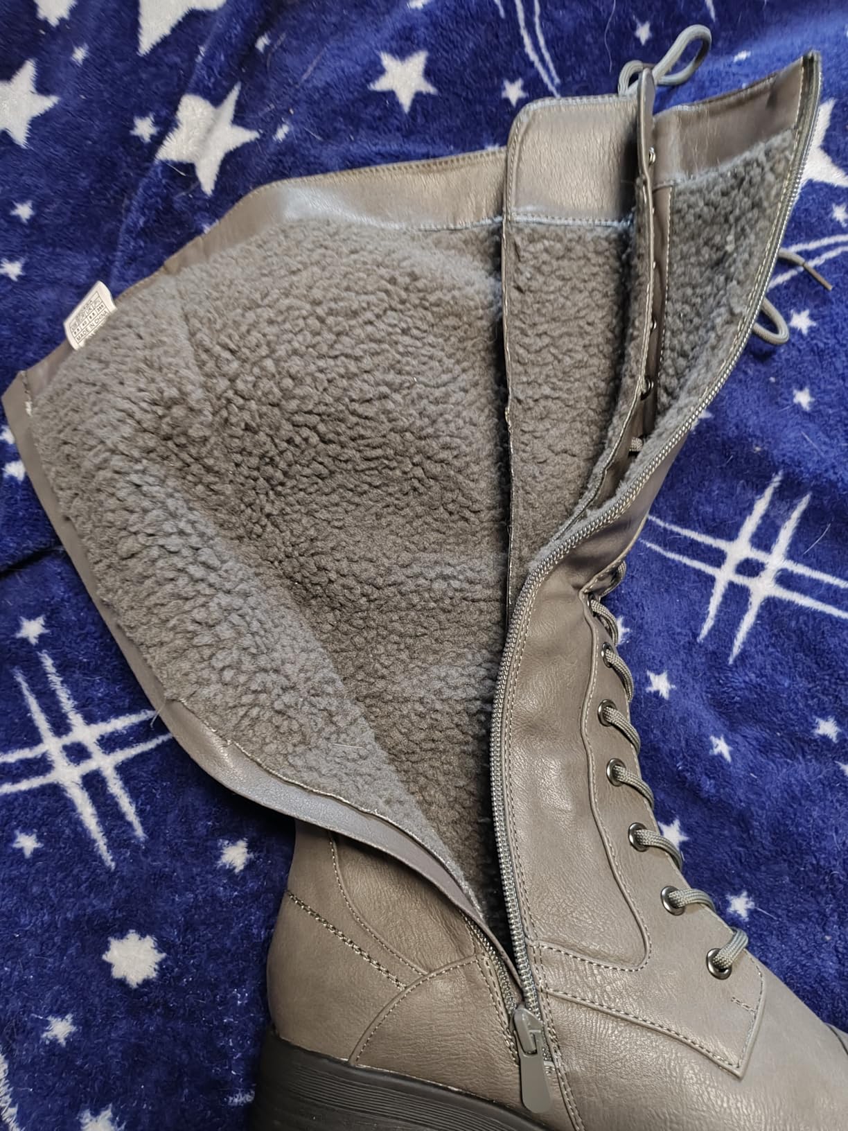 DREAM PAIRS Women's Knee High Riding Combat Boots | Lace up Design with Fur Lining customer photo 2