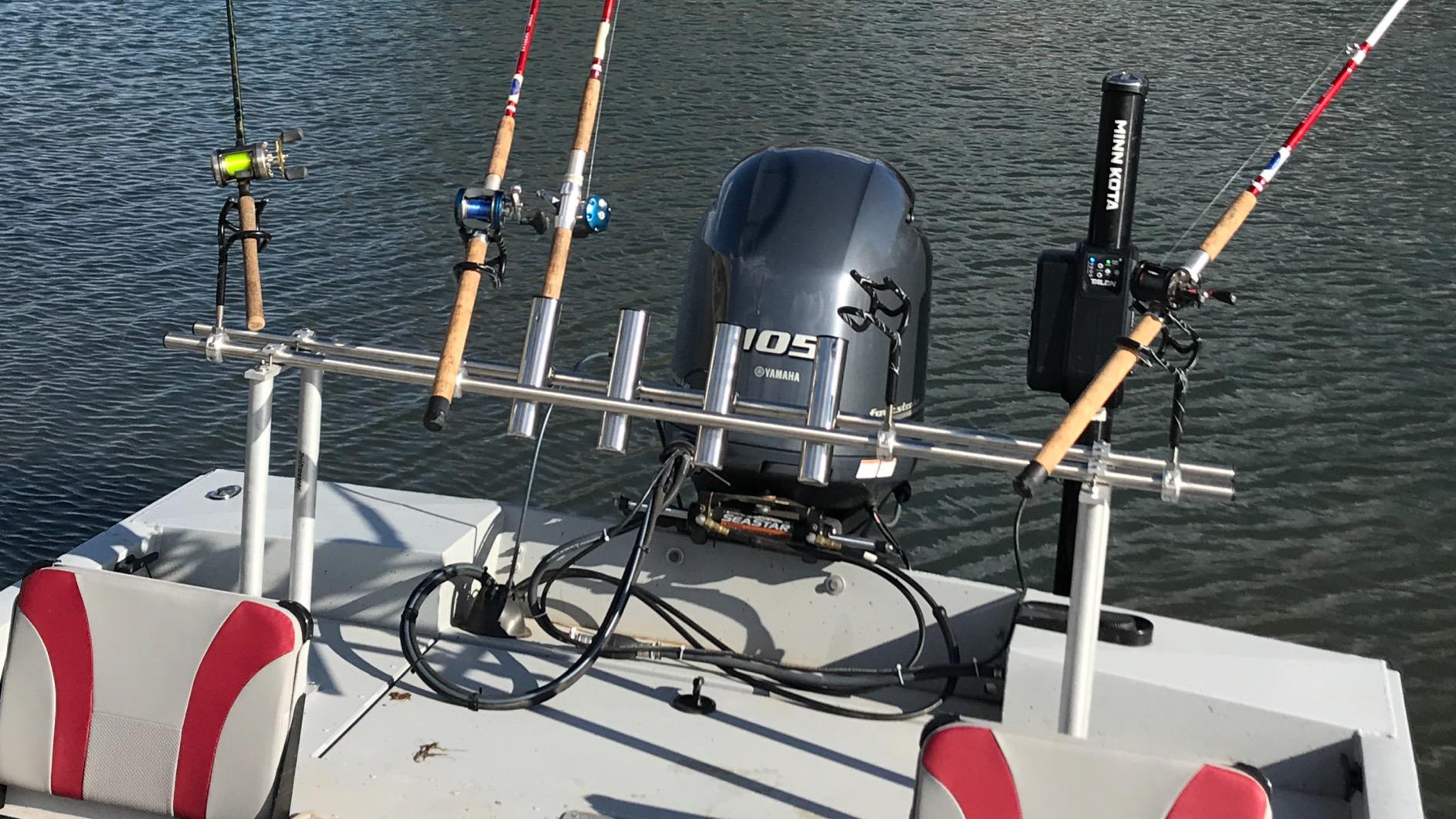 Amarine Made Boat 4pcs Fishing Rod Holder, Stainless Rail Mount Clamp on Rod Holder, Adjustable Fishing Pole Holder for Rails 7/8