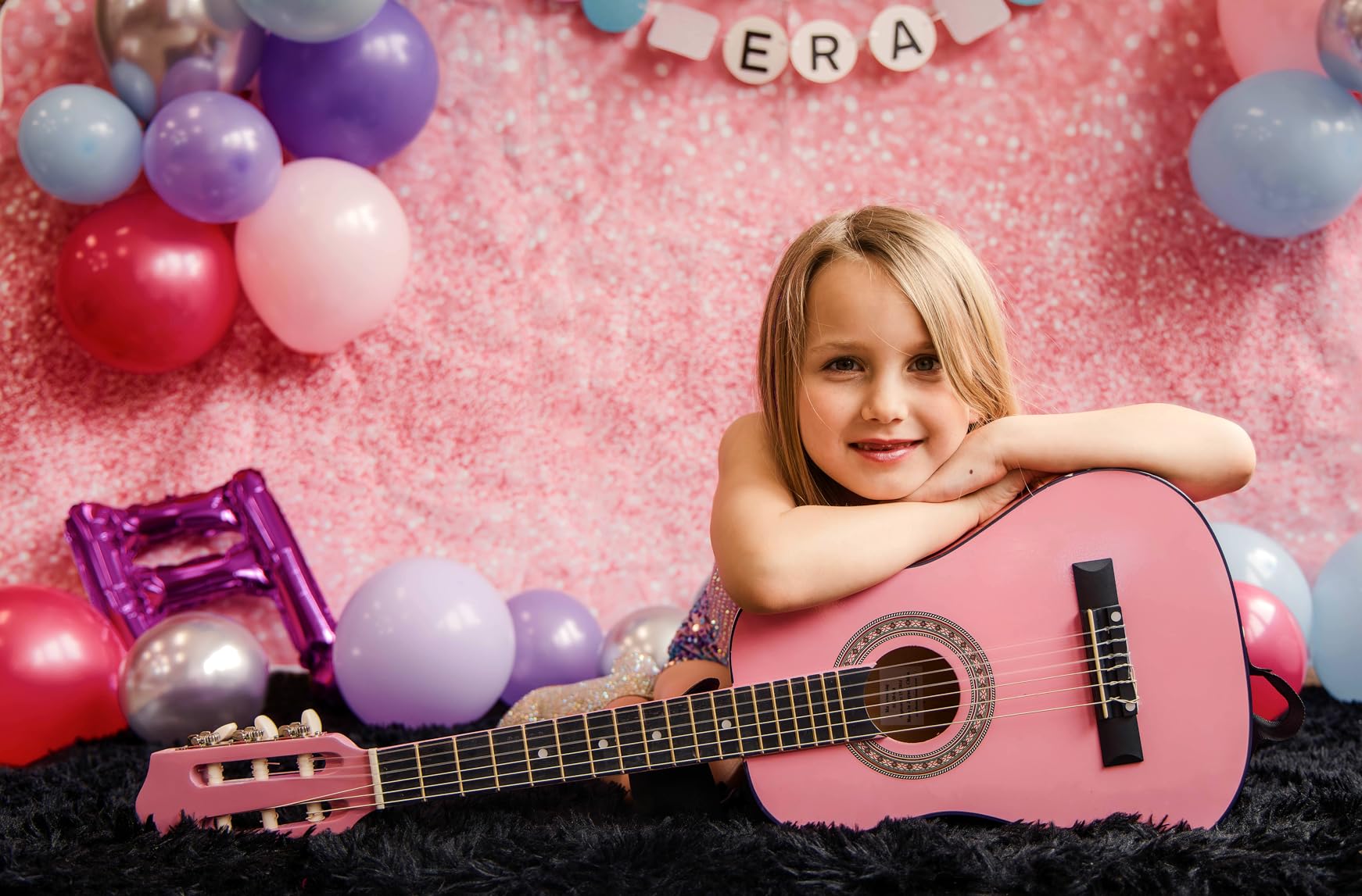 MasterPlay Kids Guitar, 30” Beginner Classical Wood Guitar For Learners, With starter kit, Bag, Strap, Tuner, Pick, Extra String, Cleaning cloth, Christmas, Birthday Gift for Girls Ages 5-12, Pink customer photo 1
