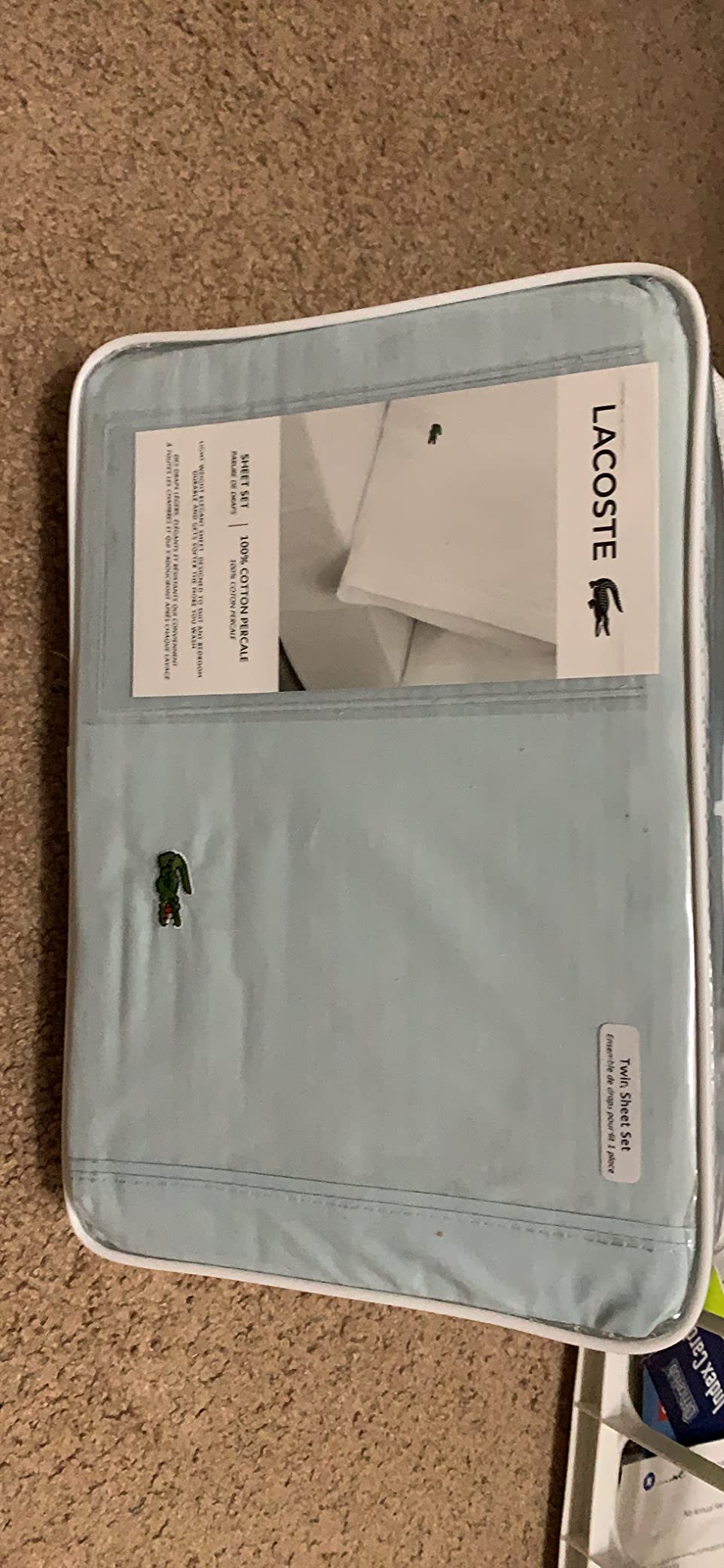 Lacoste 100% Cotton Percale 4-Piece Sheet Set, White, Full customer photo 1