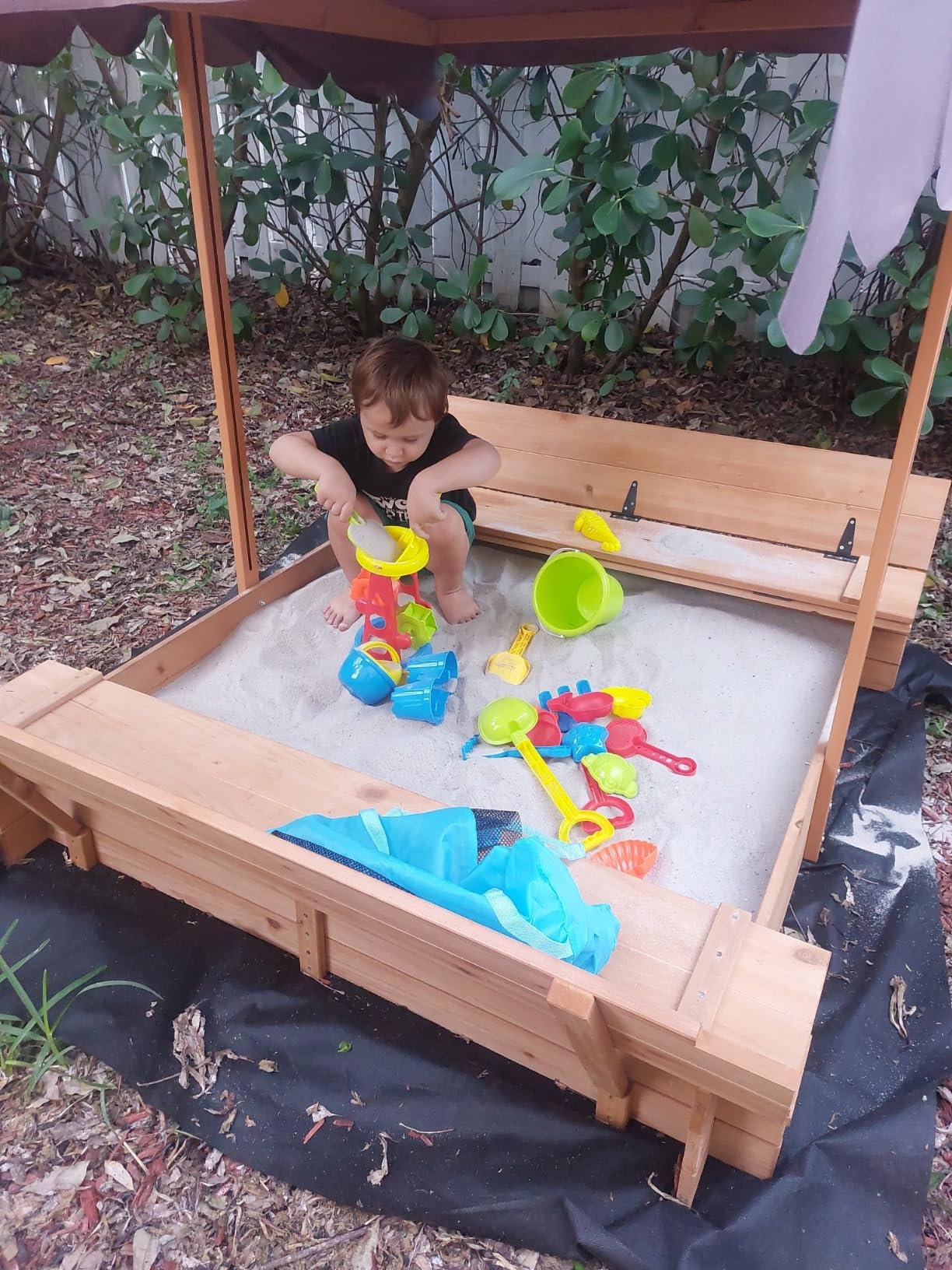 Beach Toys, 19 Piece Sand Toys Set Kids Sandbox Toys Includes Water Wheel Beach Tool Kit Bucket Watering Can Molds with Mesh Bag for Kids Ages 3-13 customer photo 1