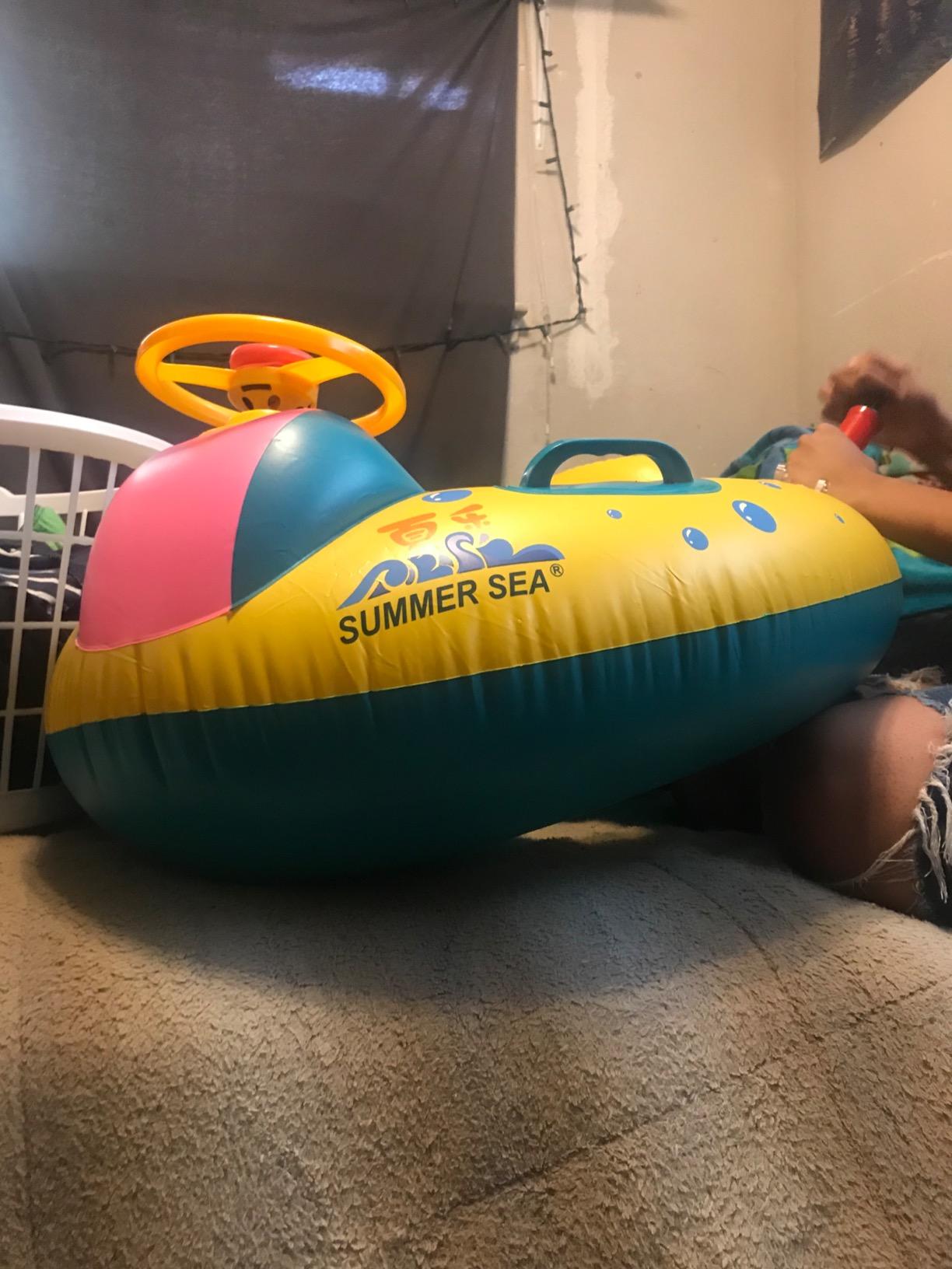 Inflatable Baby Swimming Pool Floats with Removable Sun Protection Canopy, Toddler Floaties with Seat and Handle, No Flip Over Baby Boat Swim Floats for Age of 6-36 months, with Hand Pump, Storage Bag customer photo 2