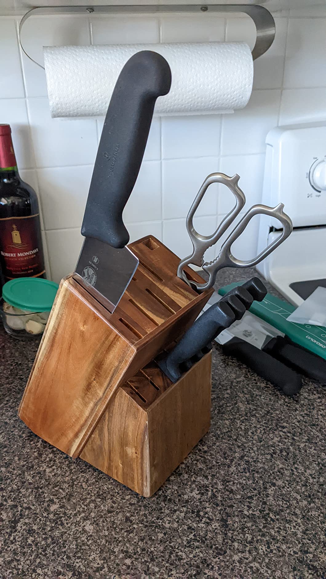 Coninx Acacia Wood Kitchen Knife Block - 15 Slots Knife Holder - Professional Quality Wood Knife Organizer - Secure Knife Stand To Keep Knives Neat & Sharp - Knife Blocks for Kitchen Knife Storage customer photo 2