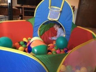 Hide N Side 5pc Kids Ball Pit Tents and Tunnels, Toddler Jungle Gym Play Tent with Play Crawl Tunnel Toy, for Boys Babies Infants Children, Indoor Outdoor Gift, Target Game w/ 4 Dart Balls customer photo 2