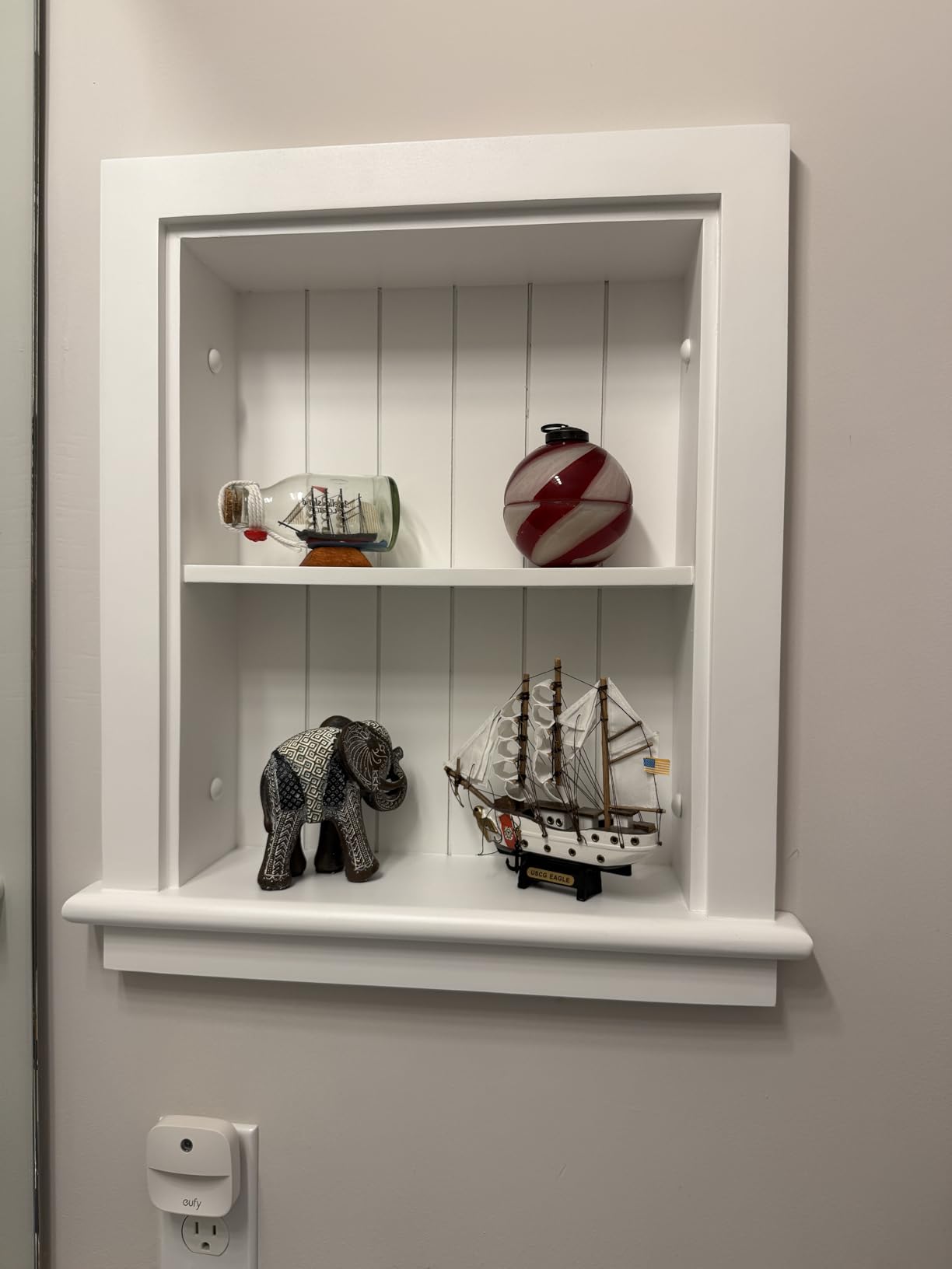 14x24 Aiden Recessed Wall Niche Medicine Cabinet Replacement, in The Wall Bathroom Cabinet Insert Shelf/Shelves, Made in North America, Real Wood, NO MDF, Beadboard, White customer photo 1