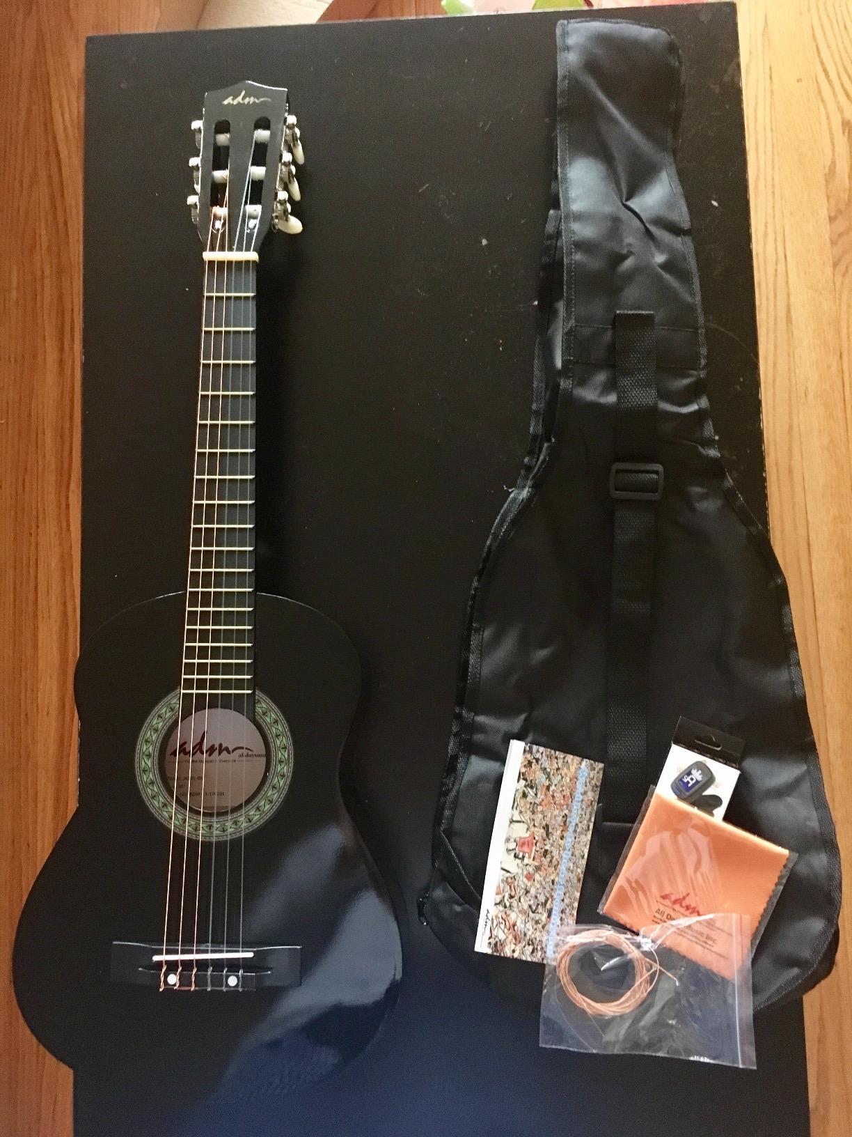 ADM Beginner Acoustic Classical Guitar 30 Inch Nylon Strings Wooden Guitar Bundle Kit for Kid Boy Girl Student Youth Guitarra Online Lessons with Gig Bag, Strap, Tuner, Extra Strings, Picks,Blue customer photo 1
