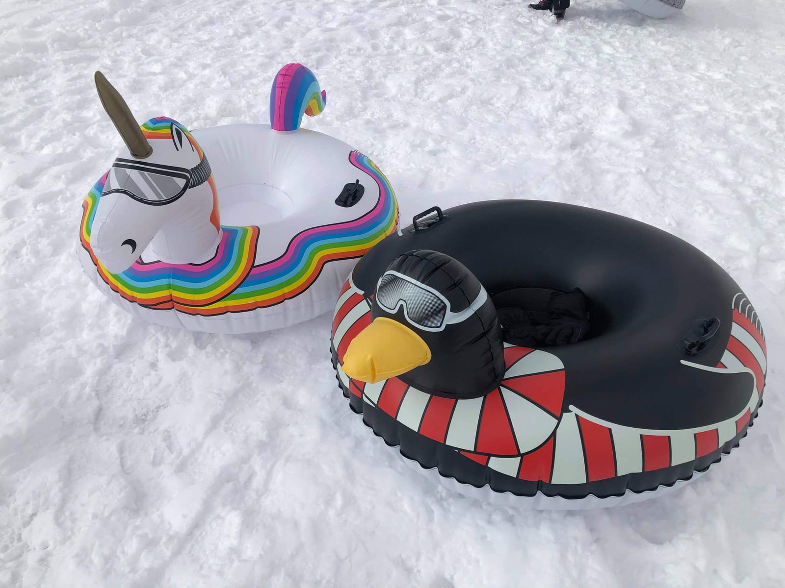 GoFloats Winter Snow Tubes - Choose from Unicorn, Disney's Frozen, Ice Dragon, Polar Bear, Penguin, Flamingo - Inflatable Sled for Kids and Adults customer photo 1