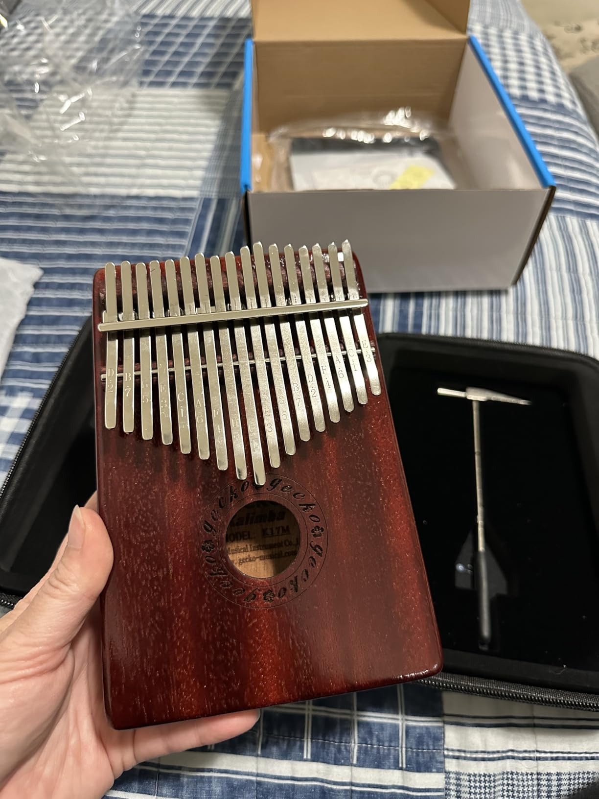 GECKO Kalimba 17 Keys Thumb Piano with Waterproof Protective Box, Tune Hammer and Study Instruction, Portable Mbira Sanza Finger Piano, Meditation Sound, Gift for Beginners and Professional customer photo 2