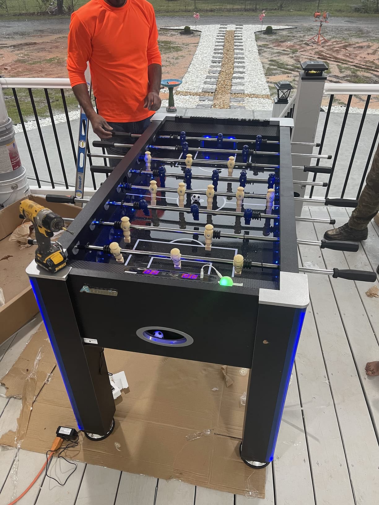Atomic Azure LED Foosball Table – Light Up Arcade Style Table with In-Rail LED Lighting, Music, Electronic Scoring, Glow Foosball, 47” x 27” Playfield customer photo 1