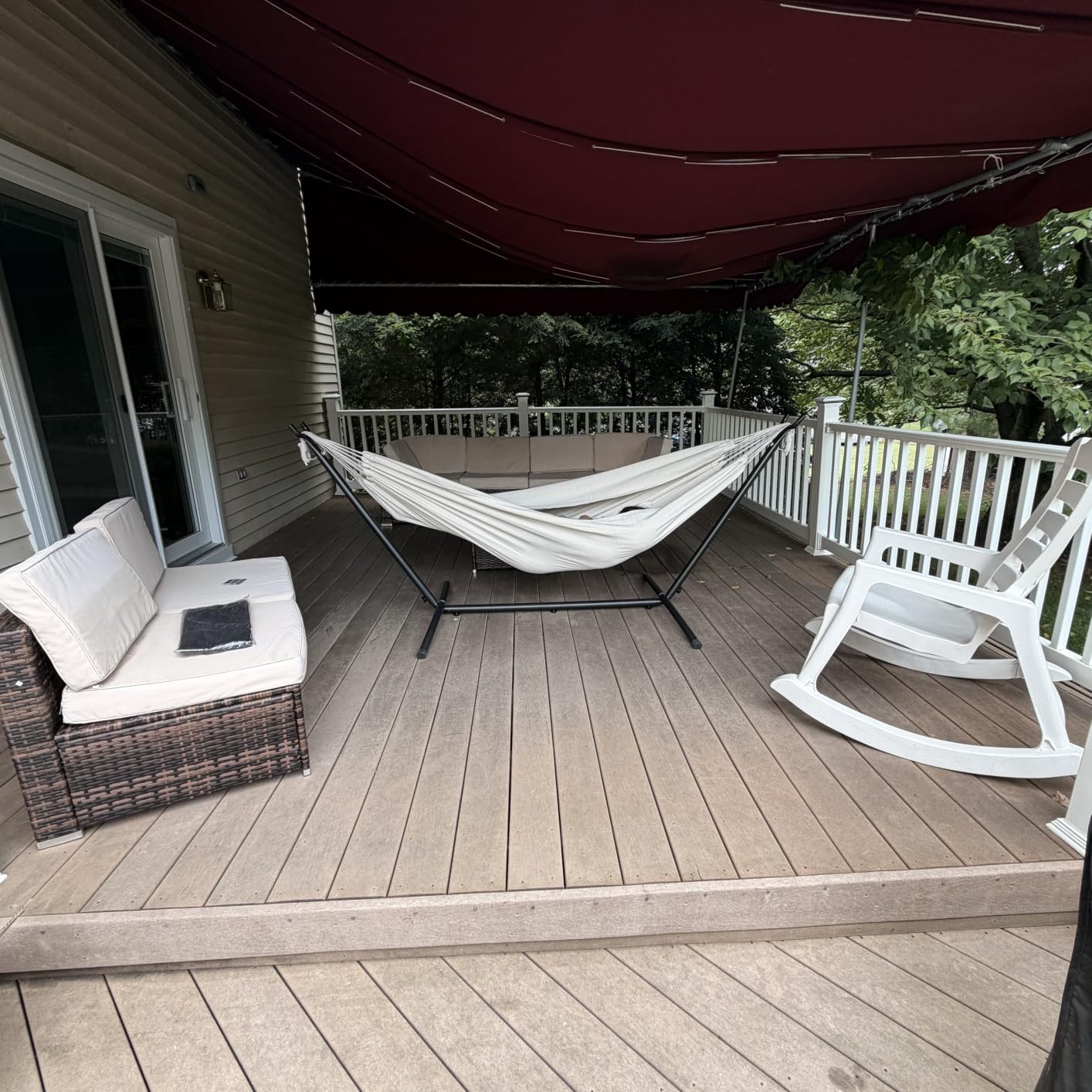 Lazy Daze Portable Hammock with Stand, Free Standing Hammocks for Indoor Outdoor Patio Yard, Has a Carrying Bag and Pillow, 9ft Steel Hamacas Heavy Duty 2 Person Amaca 450 lbs Capacity(White) customer photo 2