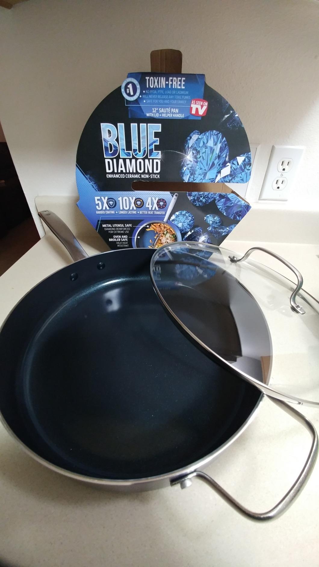 Blue Diamond 5QT PFAS-Free Ceramic Nonstick Sauté Pan with Lid, Blue customer photo 1