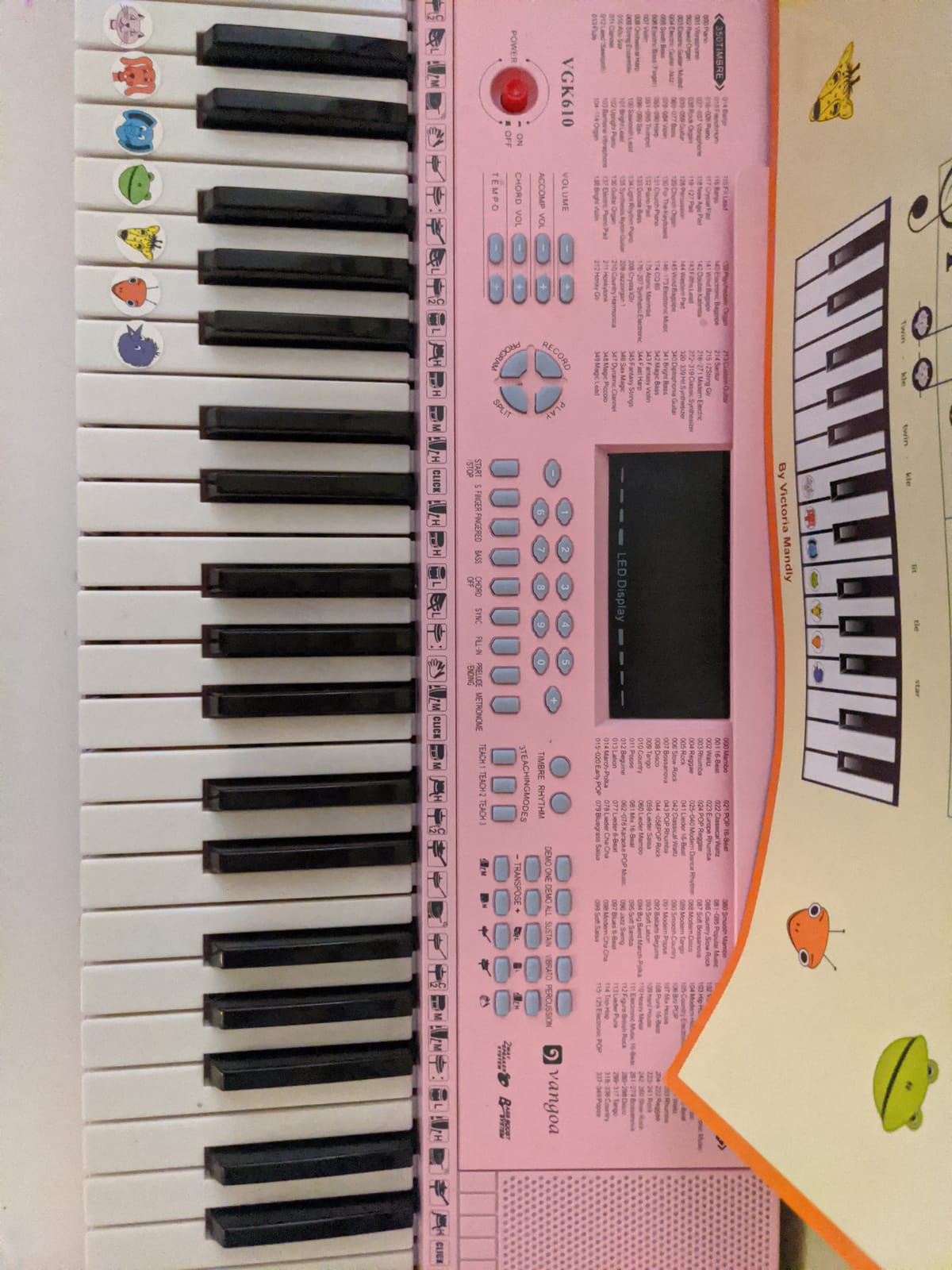 Vangoa VGK611 Electric Keyboard for Beginner, 61 Keys Portable Music Keyboard With Mini Lighted Keys, Electronic Piano for Kids, Boy, Girl, White customer photo 2
