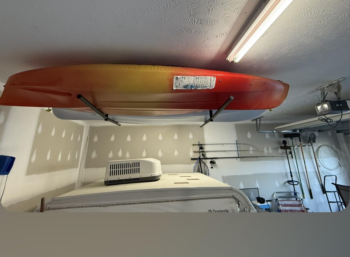 StoreYourBoard Adjustable Kayak Ceiling Rack – Hi Port 2 Garage Ceiling Kayak Hanger | Adjustable Overhead Kayak Storage for Recreational & Touring Kayaks | Garage Organization customer photo 1