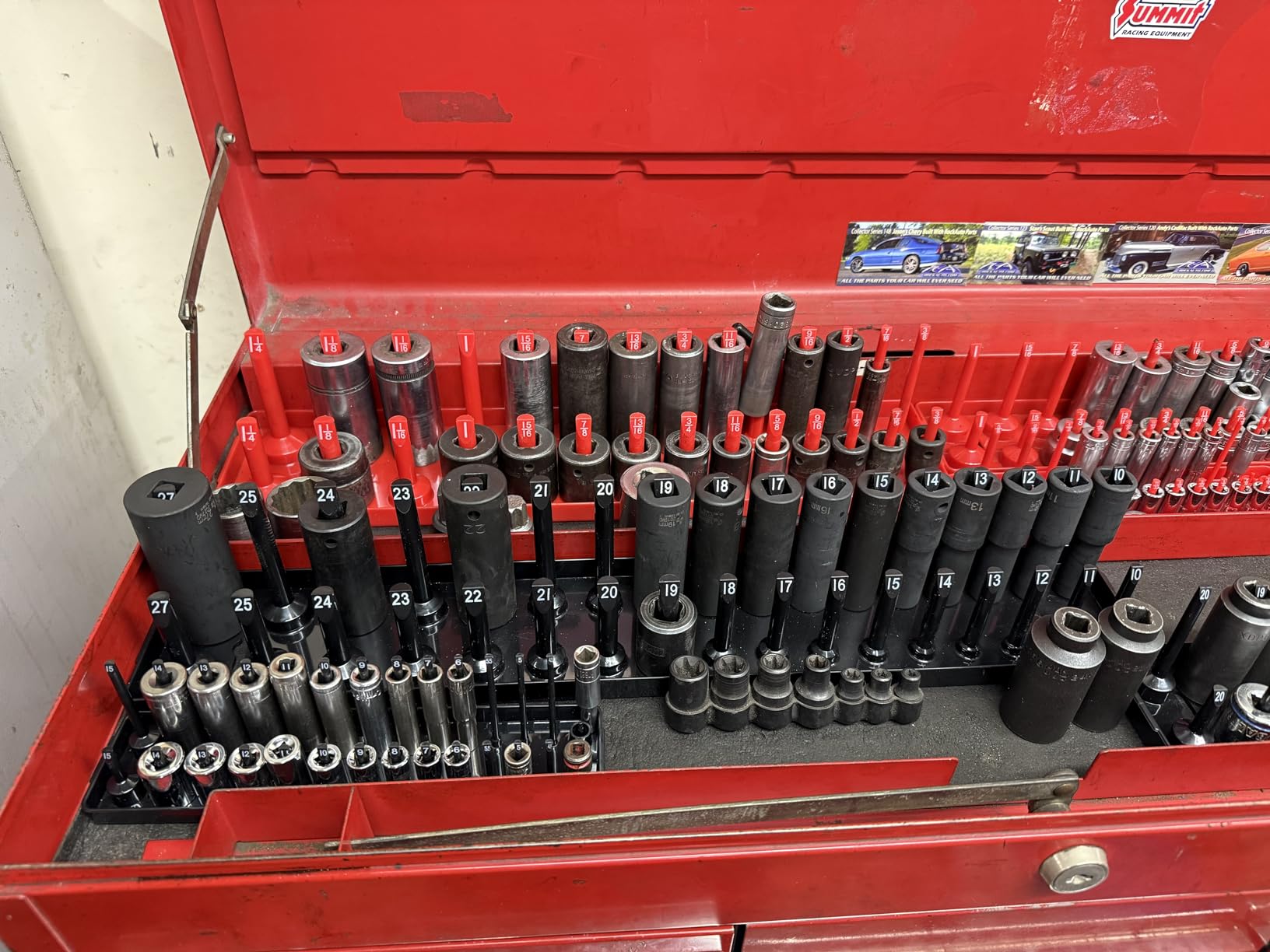 AIUITIO 6PCS Socket Organizer Tray Set, Red SAE & Black Metric Socket Storage Trays, 1/4-Inch, 3/8-Inch & 1/2-Inch Drive Deep and Shallow Socket Holders for Toolboxes customer photo 1